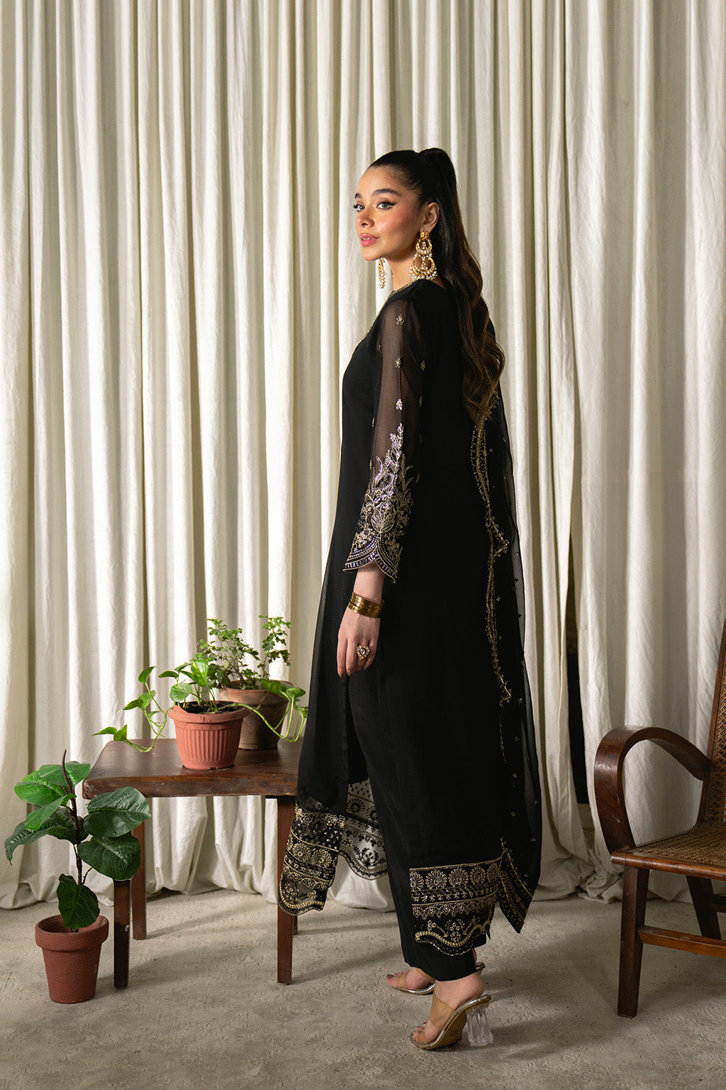 Neeshay | Ready to Wear Chiffon | RTW-CHFN-03 Black
