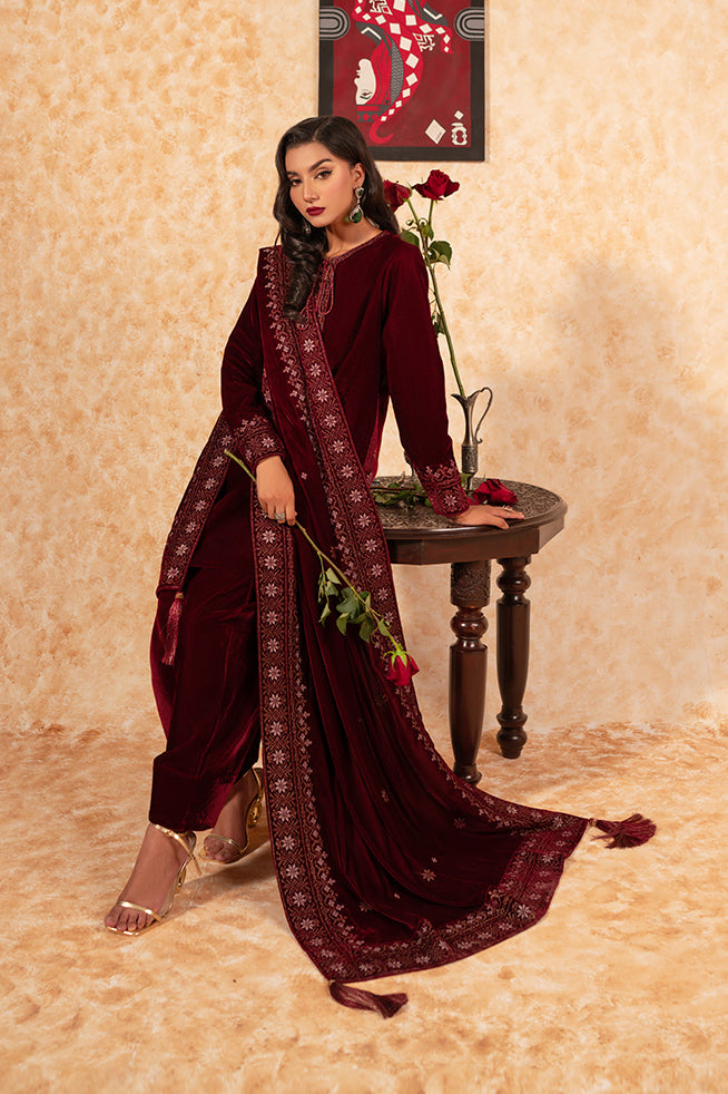 Fozia Khalid | Velvet Deck | Garnet