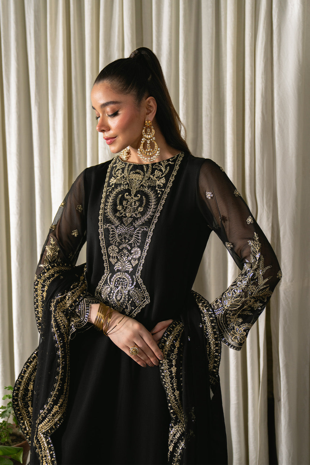 Neeshay | Ready to Wear Chiffon | RTW-CHFN-03 Black