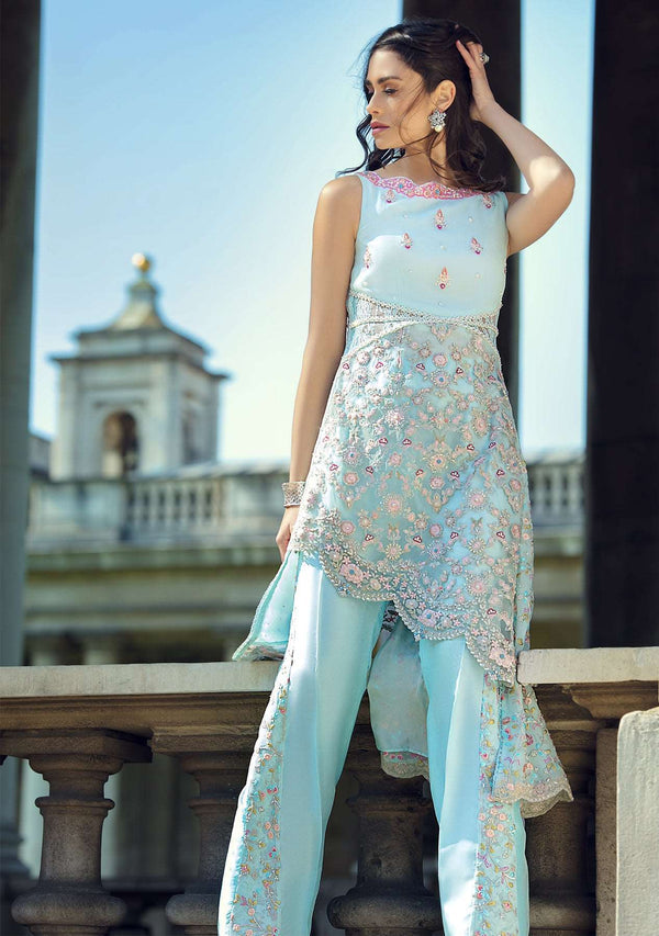 Layla Chatoor | Luxury Pret | Aqua Blue Top