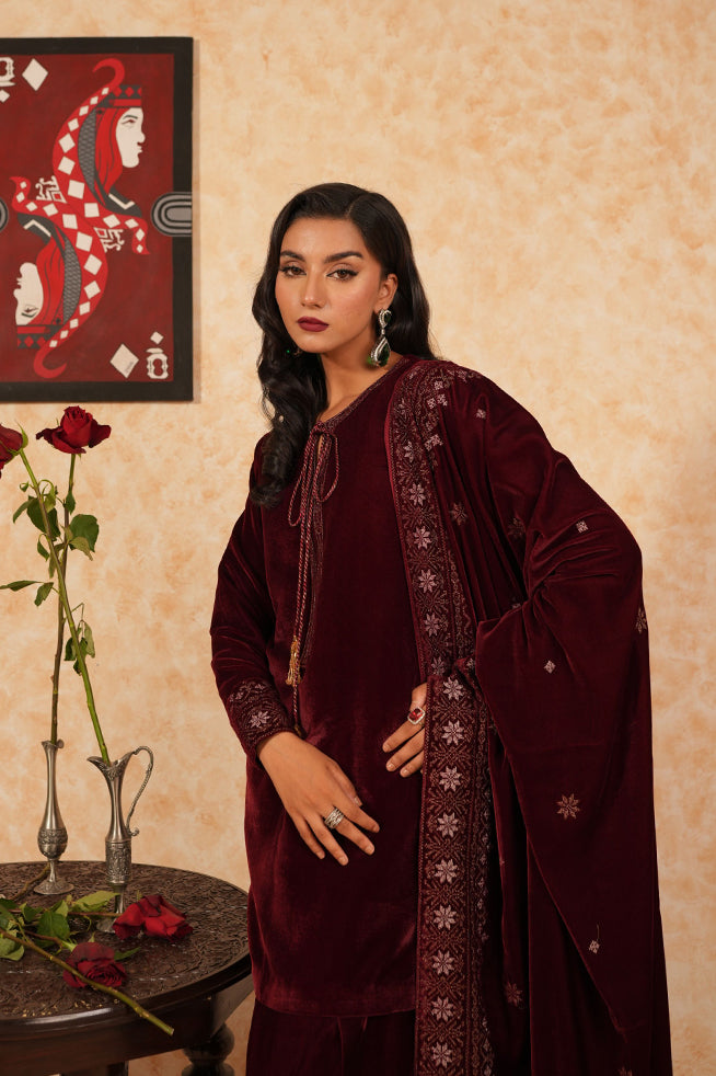 Fozia Khalid | Velvet Deck | Garnet