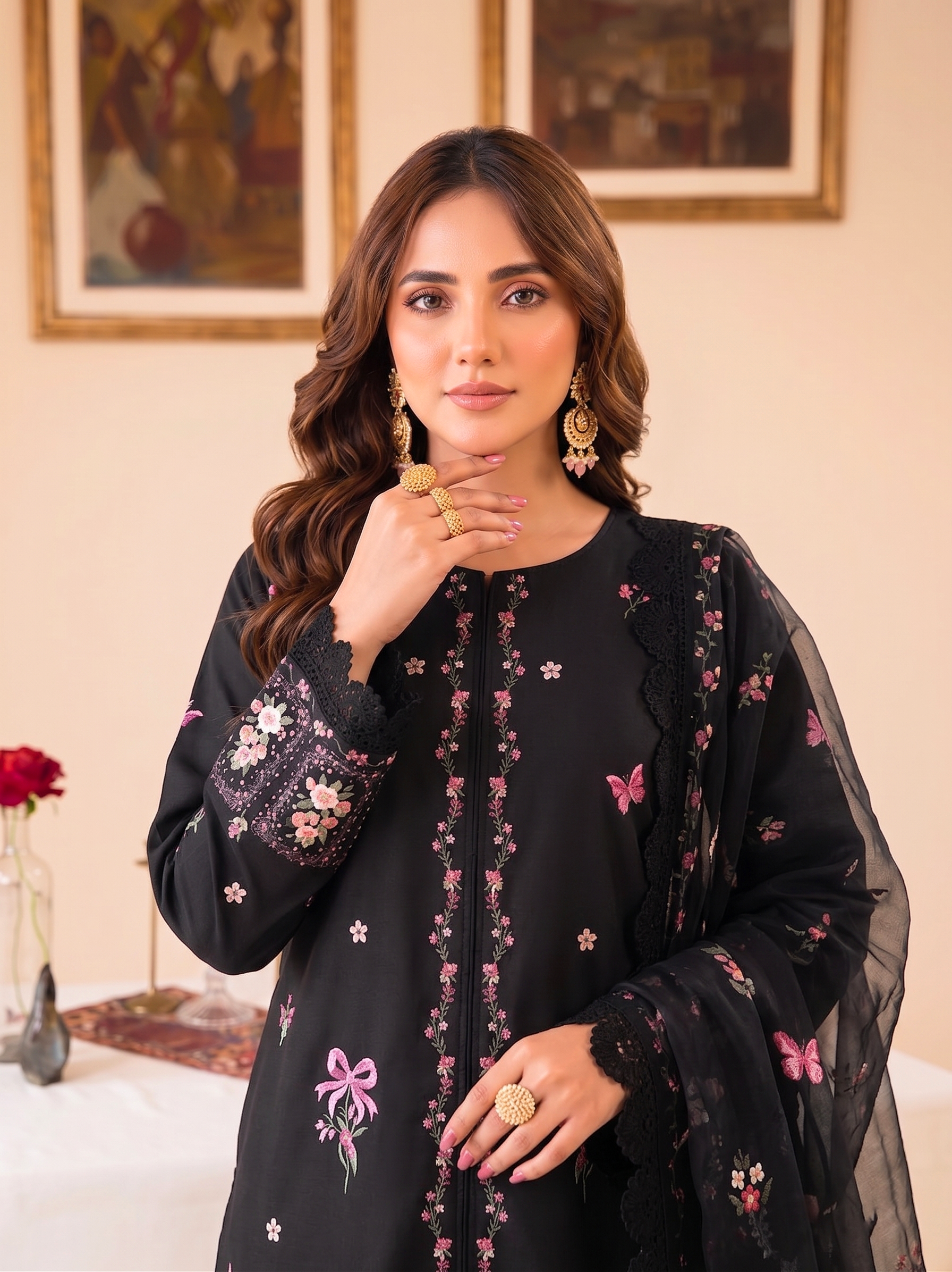 Faiza Faisal | FNF Printed Lawn | FLORAL NOIR