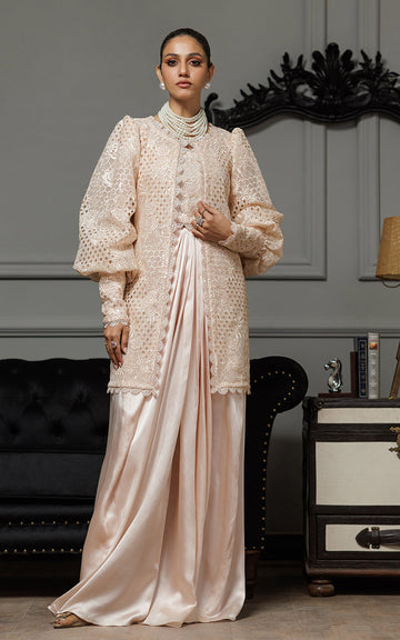 Threads and Motifs | Formal Dresses 25 | Organza Embroidered Jacket With Embroidered Tube And Skirt
