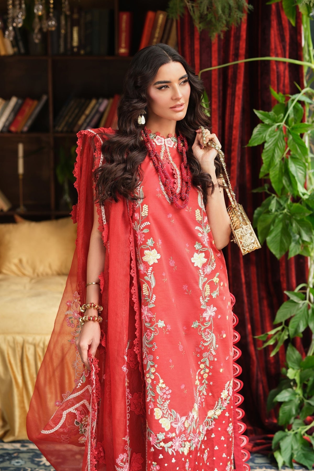Maryam Hussain | Luxury Lawn 26 | Crimson