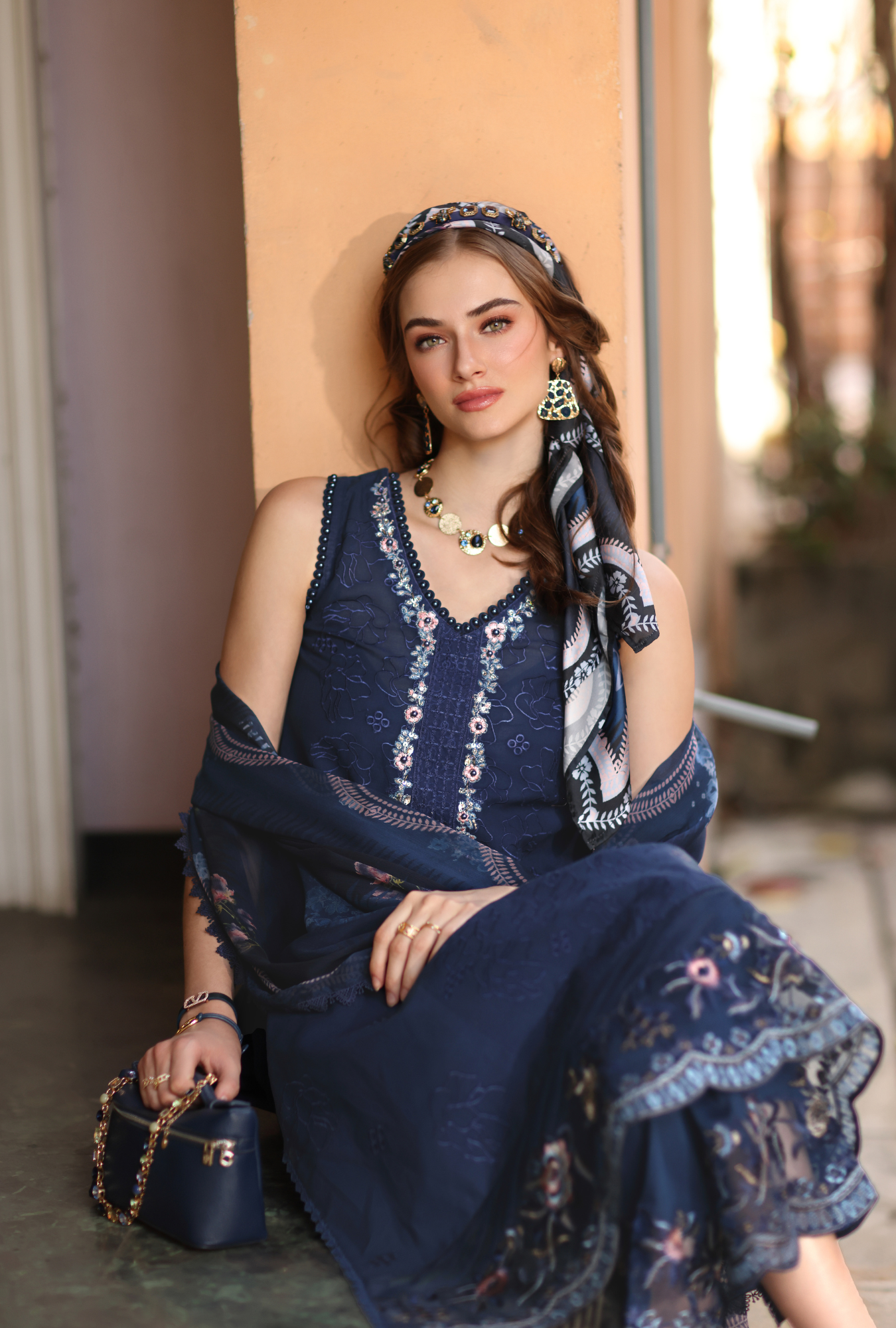 Noor by Saadia Asad | Eid Luxe Printkhaas 26 | D6 - A - Imperial Blue