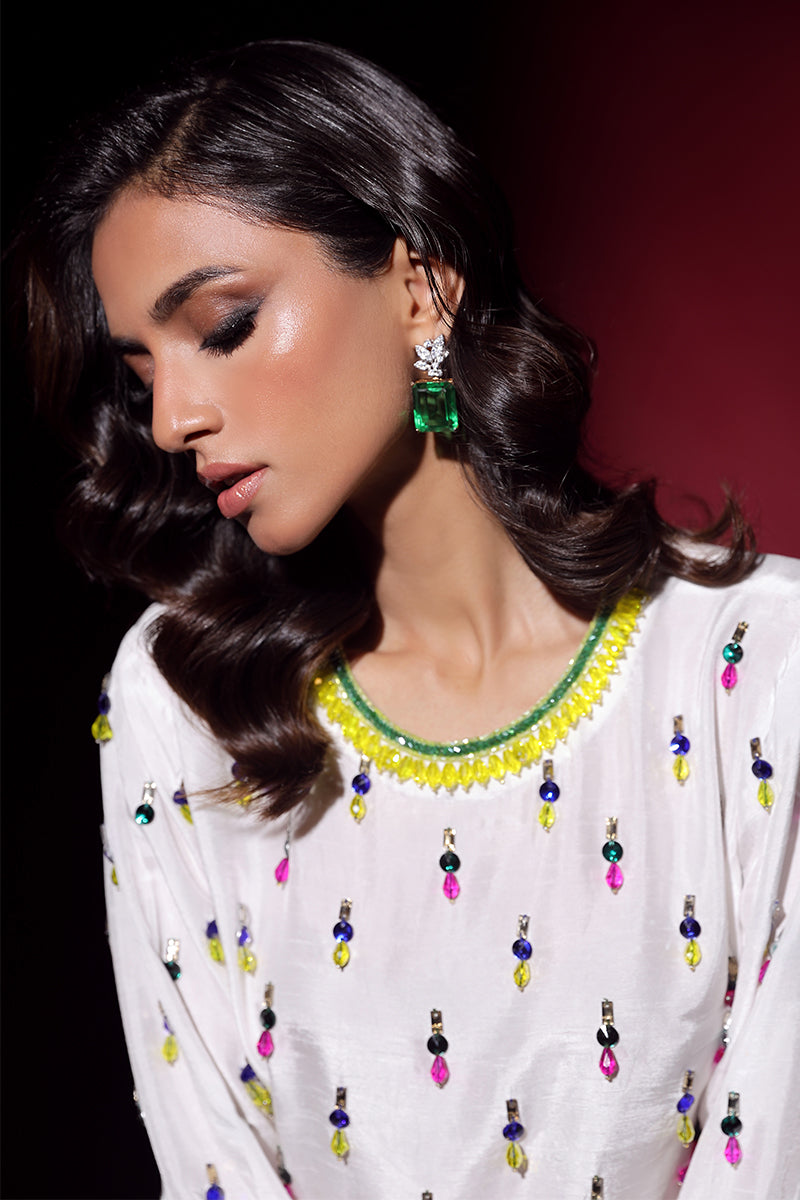 Wardha Saleem | Luxury Pret Fusion Wear | LUXURA (WHITE) CORD-SET (2PC)
