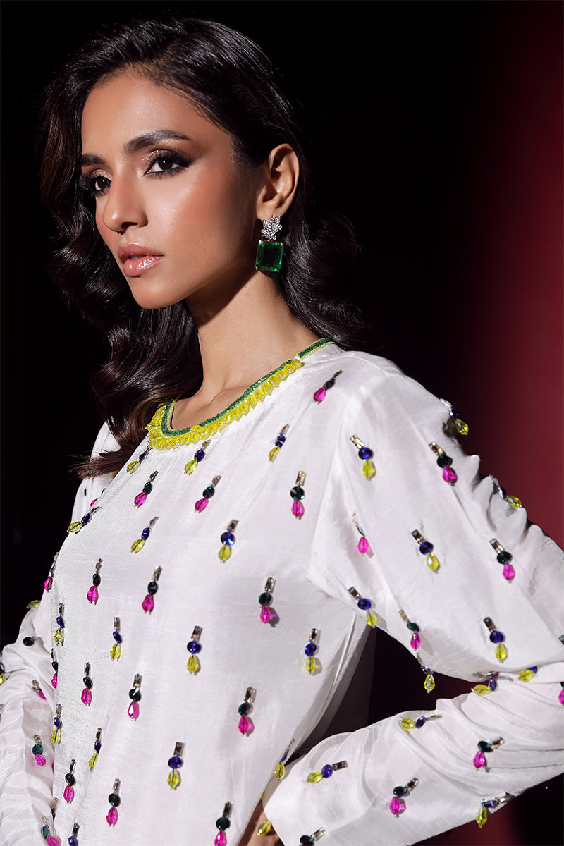 Wardha Saleem | Luxury Pret Fusion Wear | LUXURA (WHITE) CORD-SET (2PC)