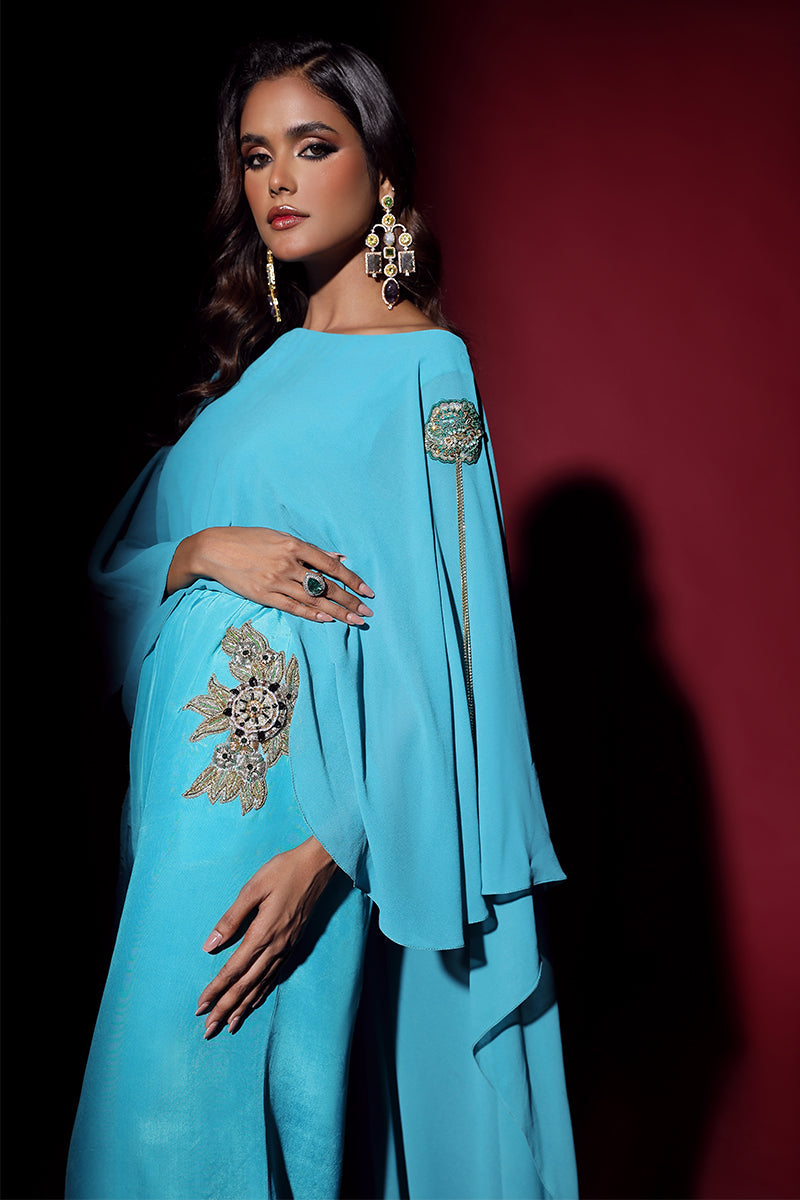 Wardha Saleem | Luxury Pret Fusion Wear | VOGUE JUMPSUIT DRAPE (1PC)