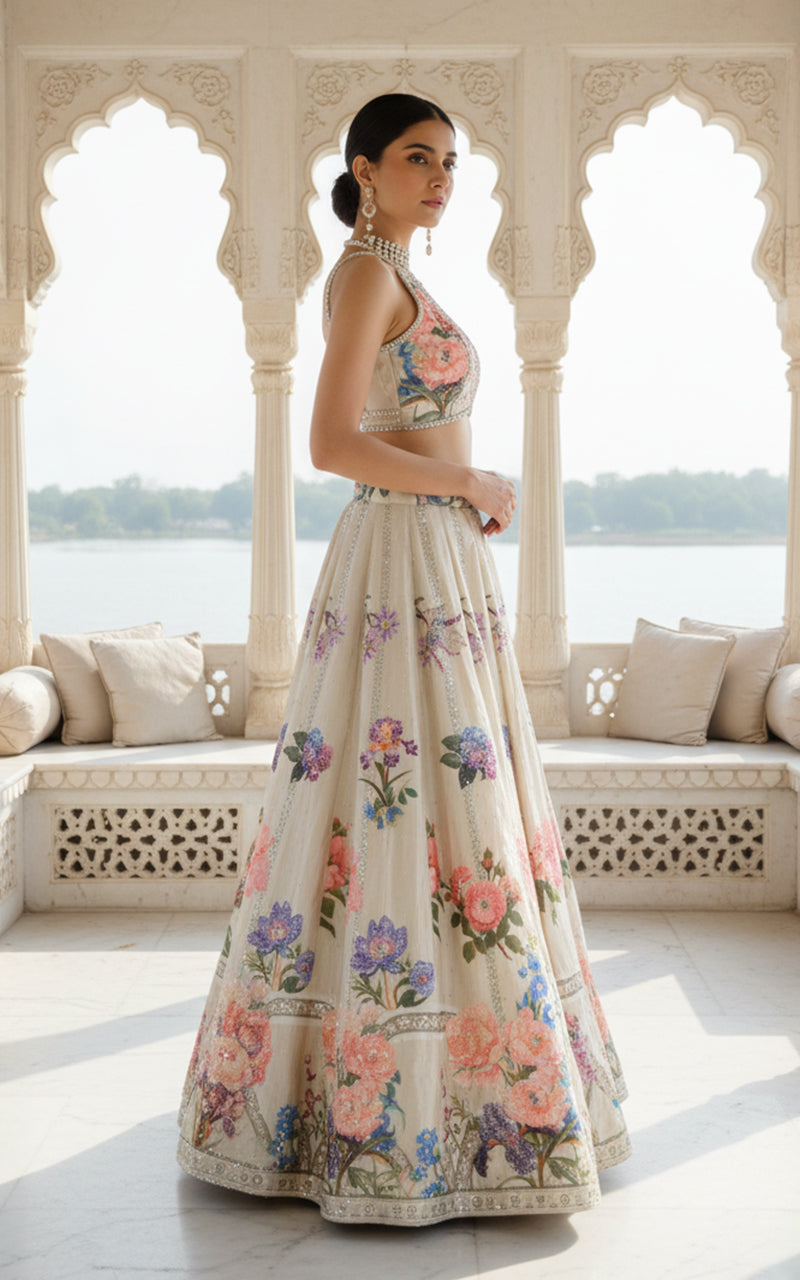 Threads and Motifs | Formal Outfits | Blouse With Printed Lehenga