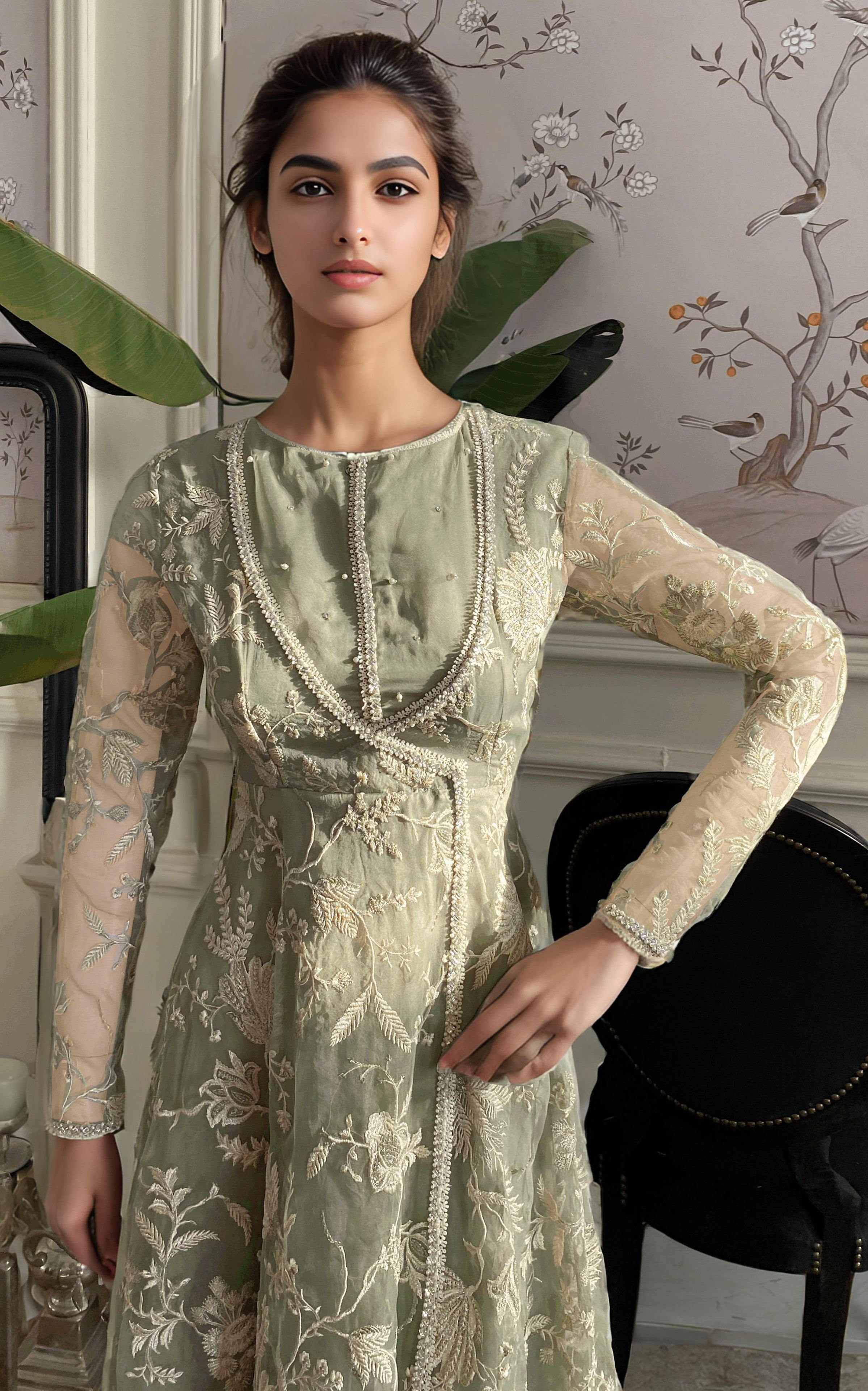 Threads and Motifs | Formal Dresses 25 | Organza Embroidered Angarkha