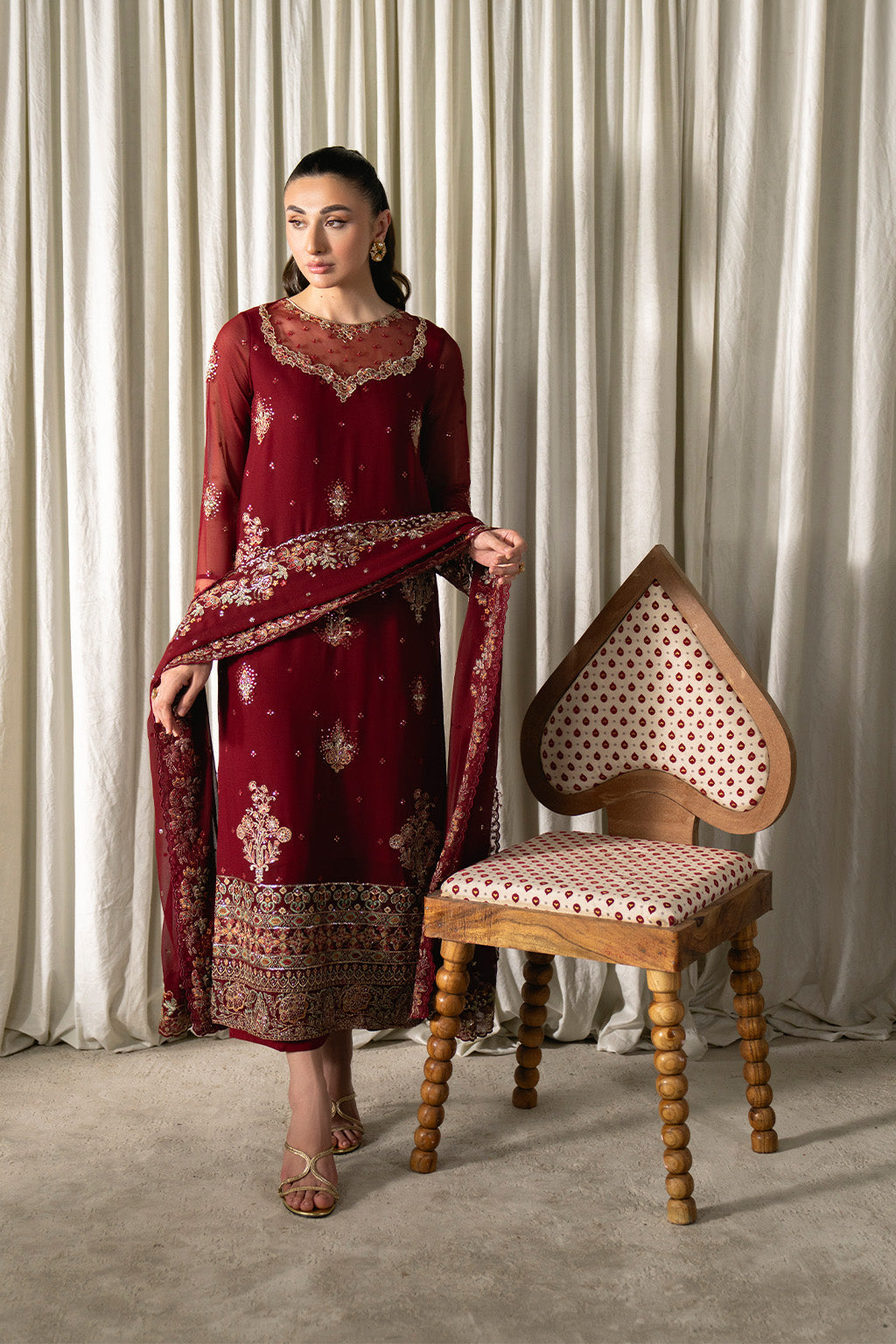 Neeshay | Ready to Wear Chiffon | RTW-CHFN-05 Red