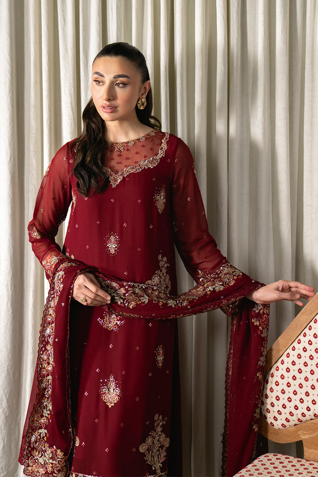Neeshay | Ready to Wear Chiffon | RTW-CHFN-05 Red