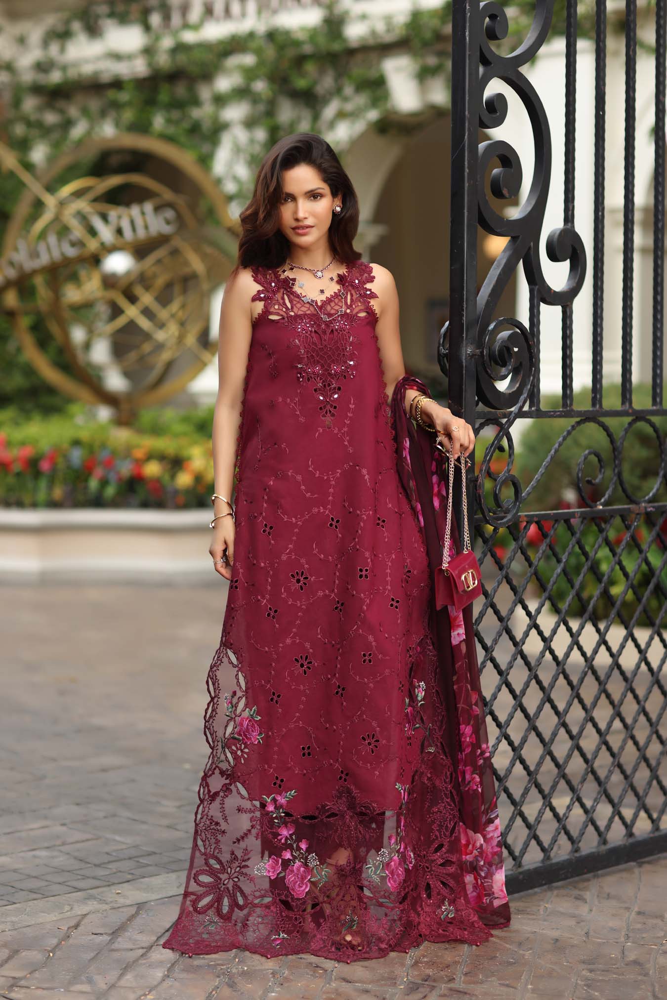 Noor by Saadia Asad | Eid Luxe Chikankari 26 | D3 -Bordeaux