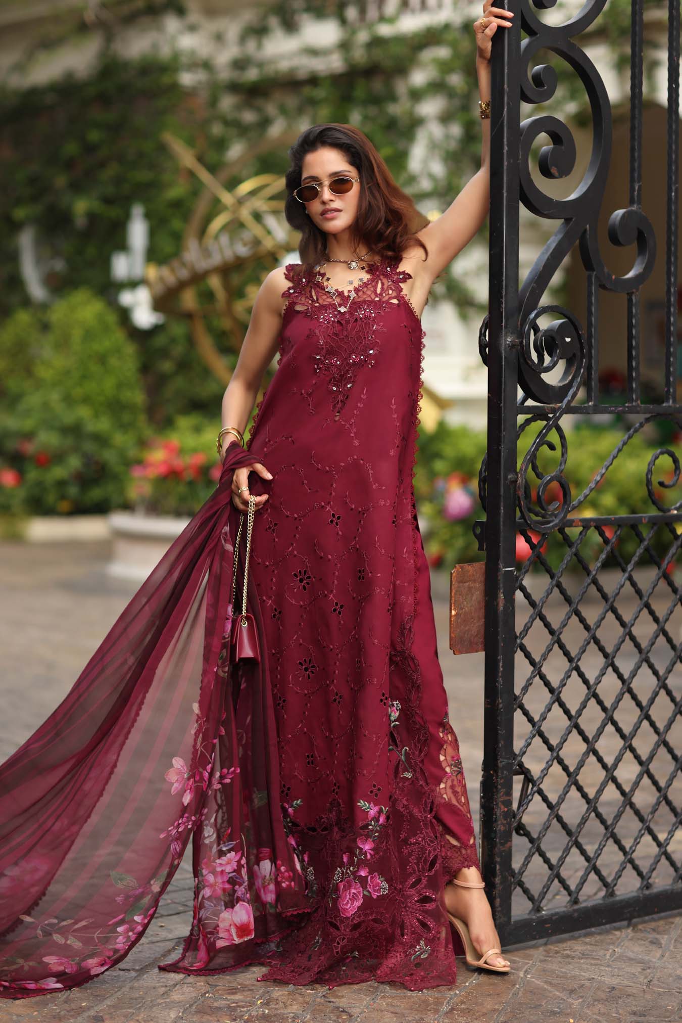Noor by Saadia Asad | Eid Luxe Chikankari 26 | D3 -Bordeaux