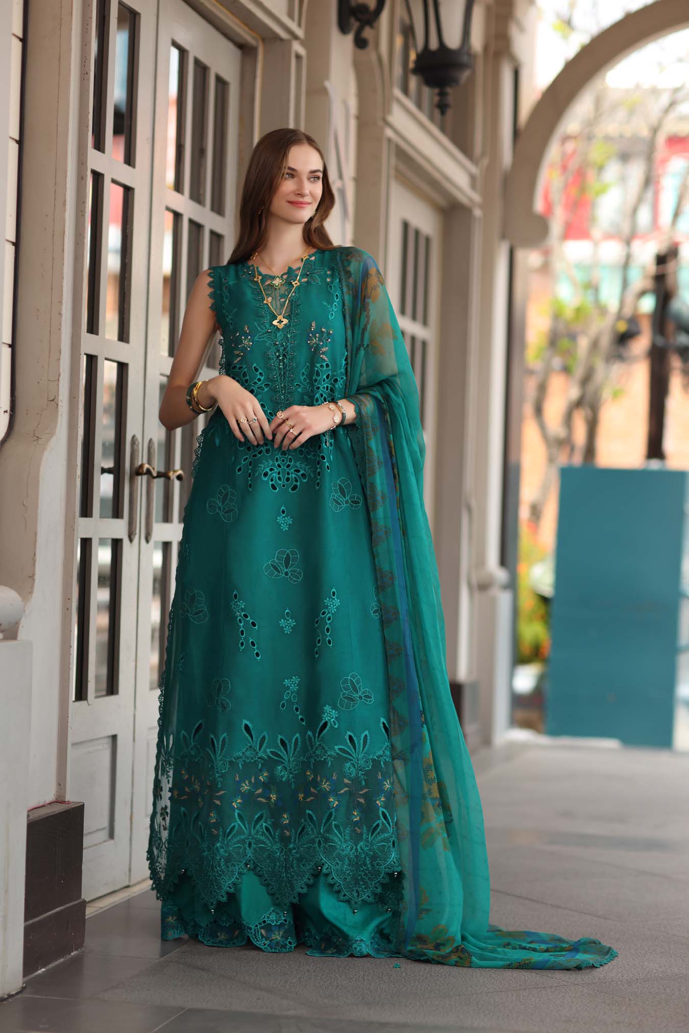 Noor by Saadia Asad | Eid Luxe Chikankari 26 | D1 - Malachite Green