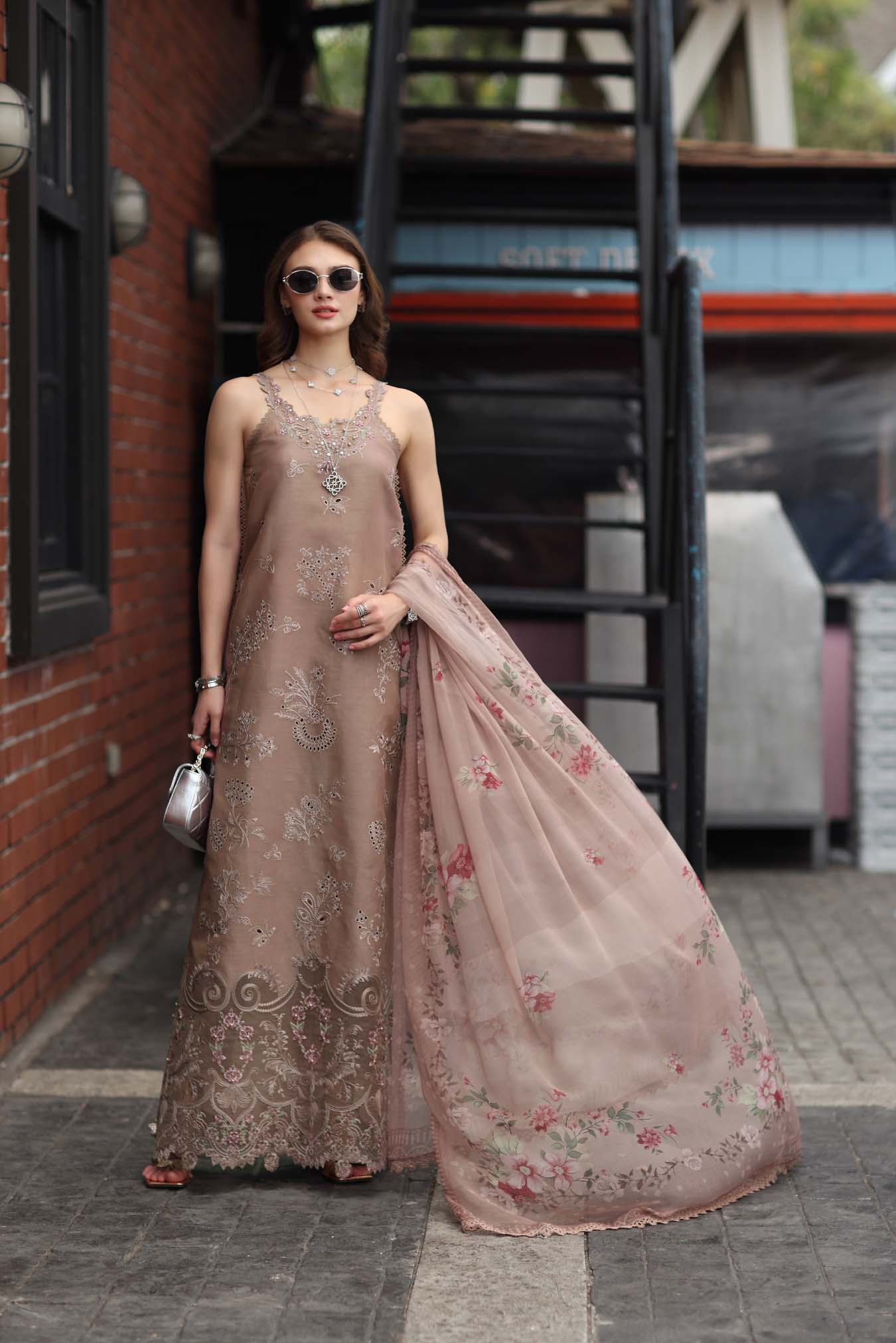Noor by Saadia Asad | Eid Luxe Chikankari 26 | D12 - Etoupe love