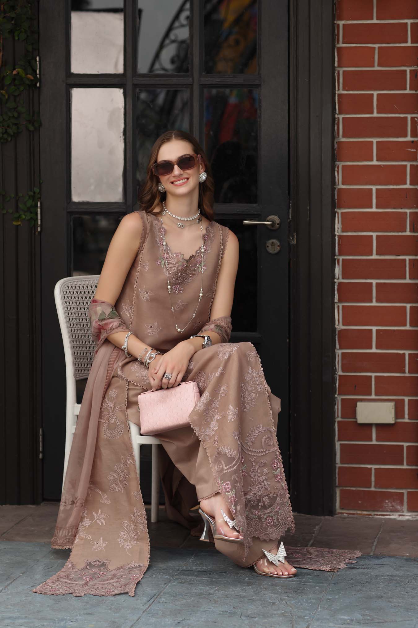 Noor by Saadia Asad | Eid Luxe Chikankari 26 | D12 - Etoupe love