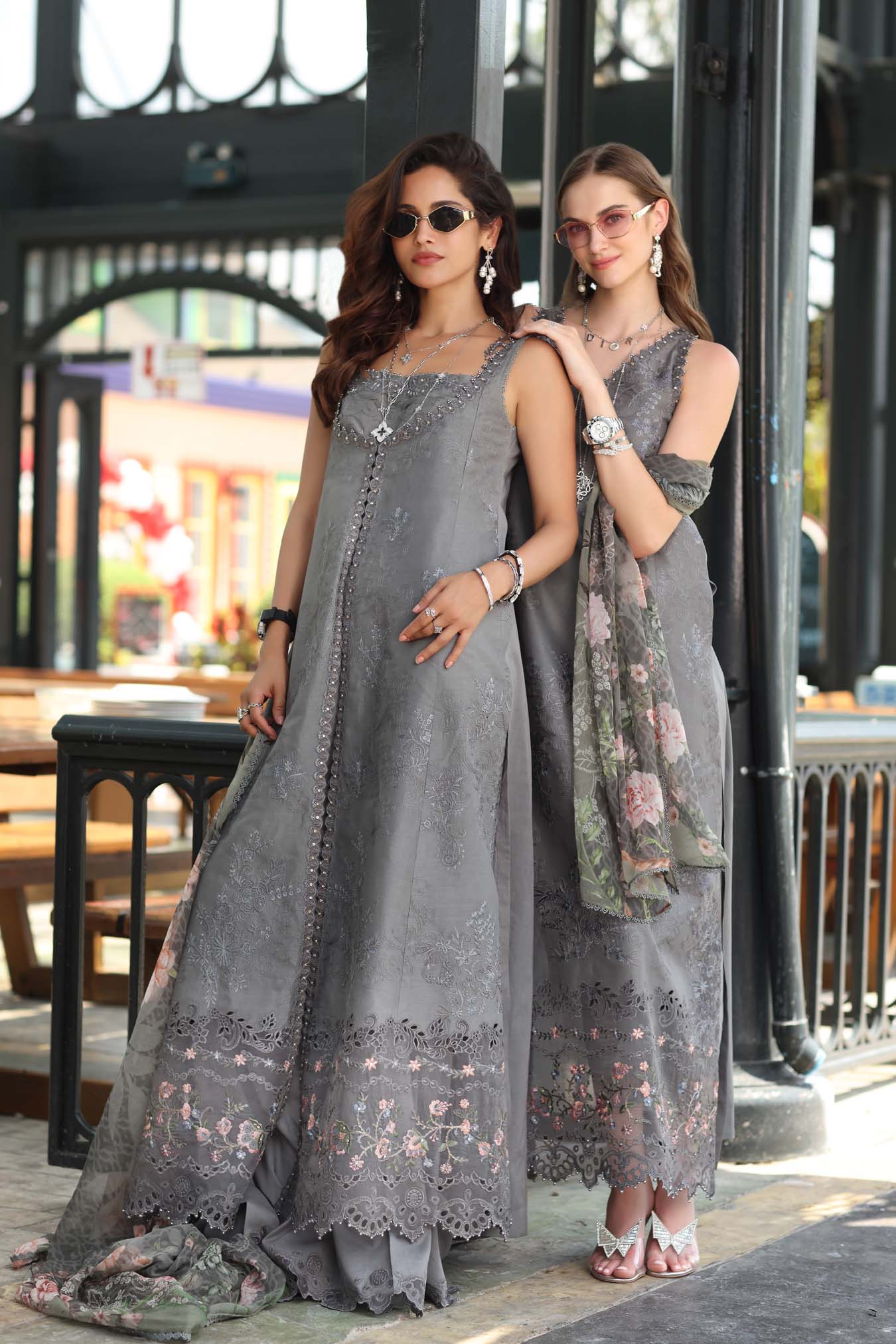 Noor by Saadia Asad | Eid Luxe Chikankari 26 | D9 - Shadow Grey