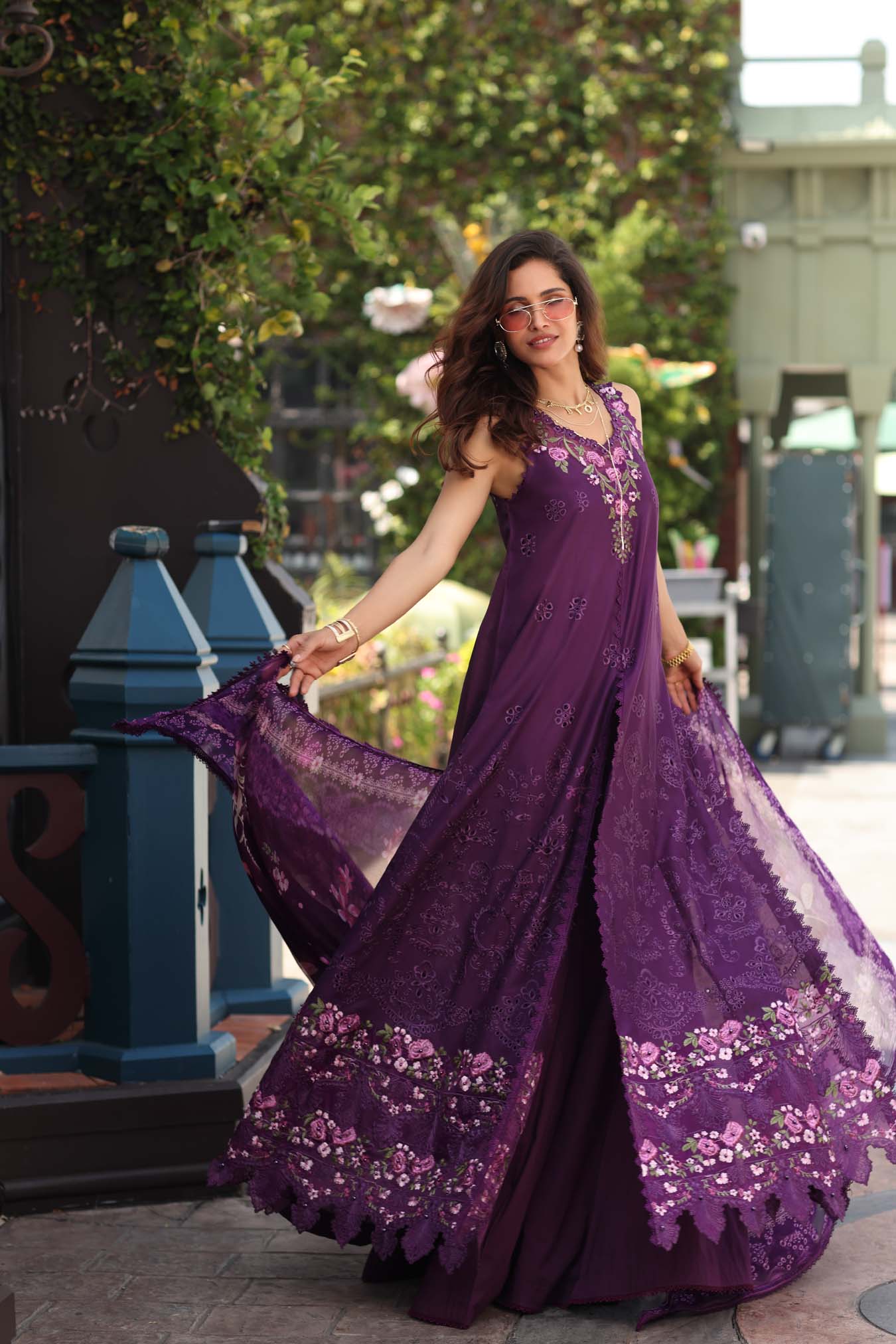 Noor by Saadia Asad | Eid Luxe Chikankari 26 | D7 - Aubergine Bloom