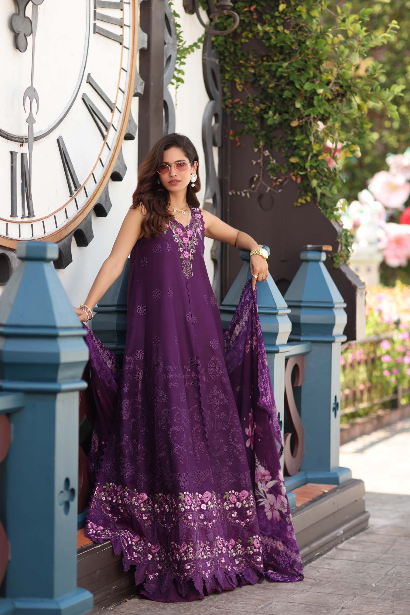 Noor by Saadia Asad | Eid Luxe Chikankari 26 | D7 - Aubergine Bloom
