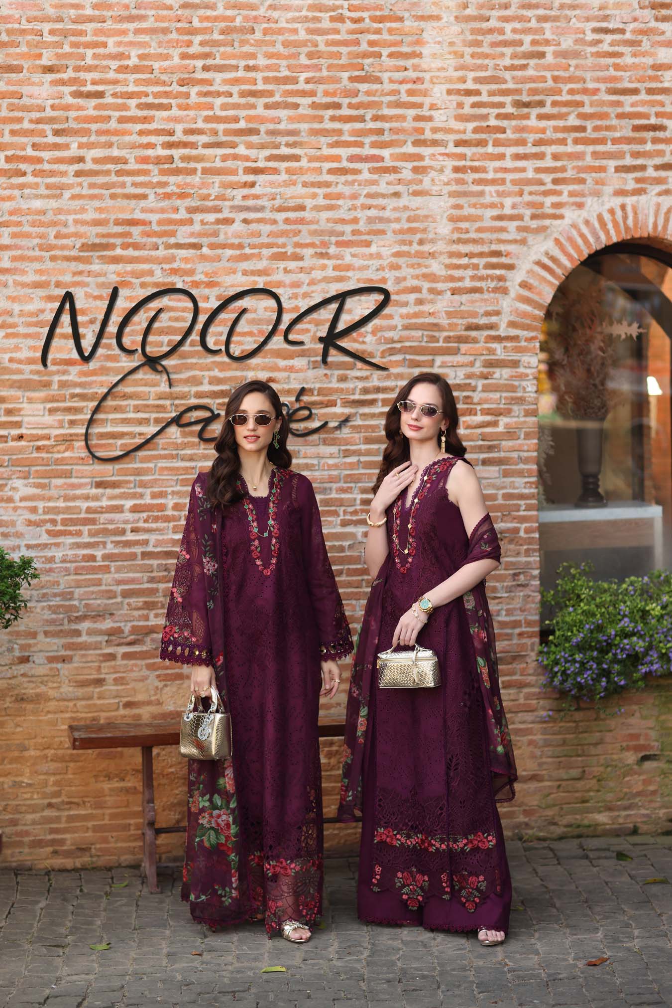 Noor by Saadia Asad | Luxury Eid Schiffli Laserkari 26 | D10 -Plum Royal