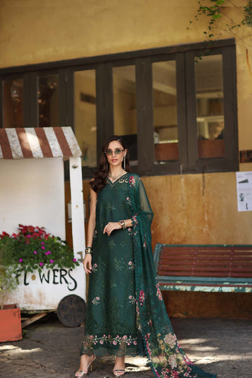 Noor by Saadia Asad | Luxury Eid Schiffli Laserkari 26 | D11 - Emerald Jewel
