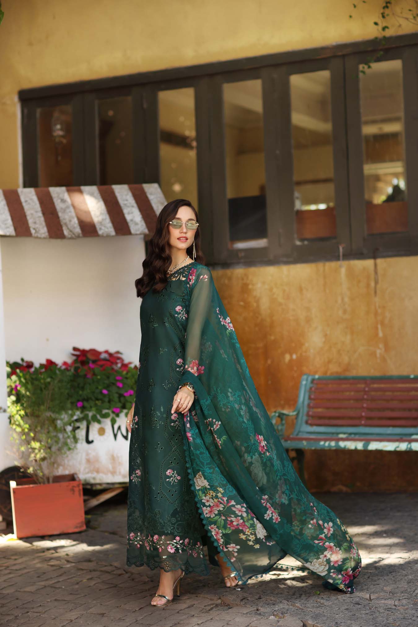 Noor by Saadia Asad | Luxury Eid Schiffli Laserkari 26 | D11 - Emerald Jewel