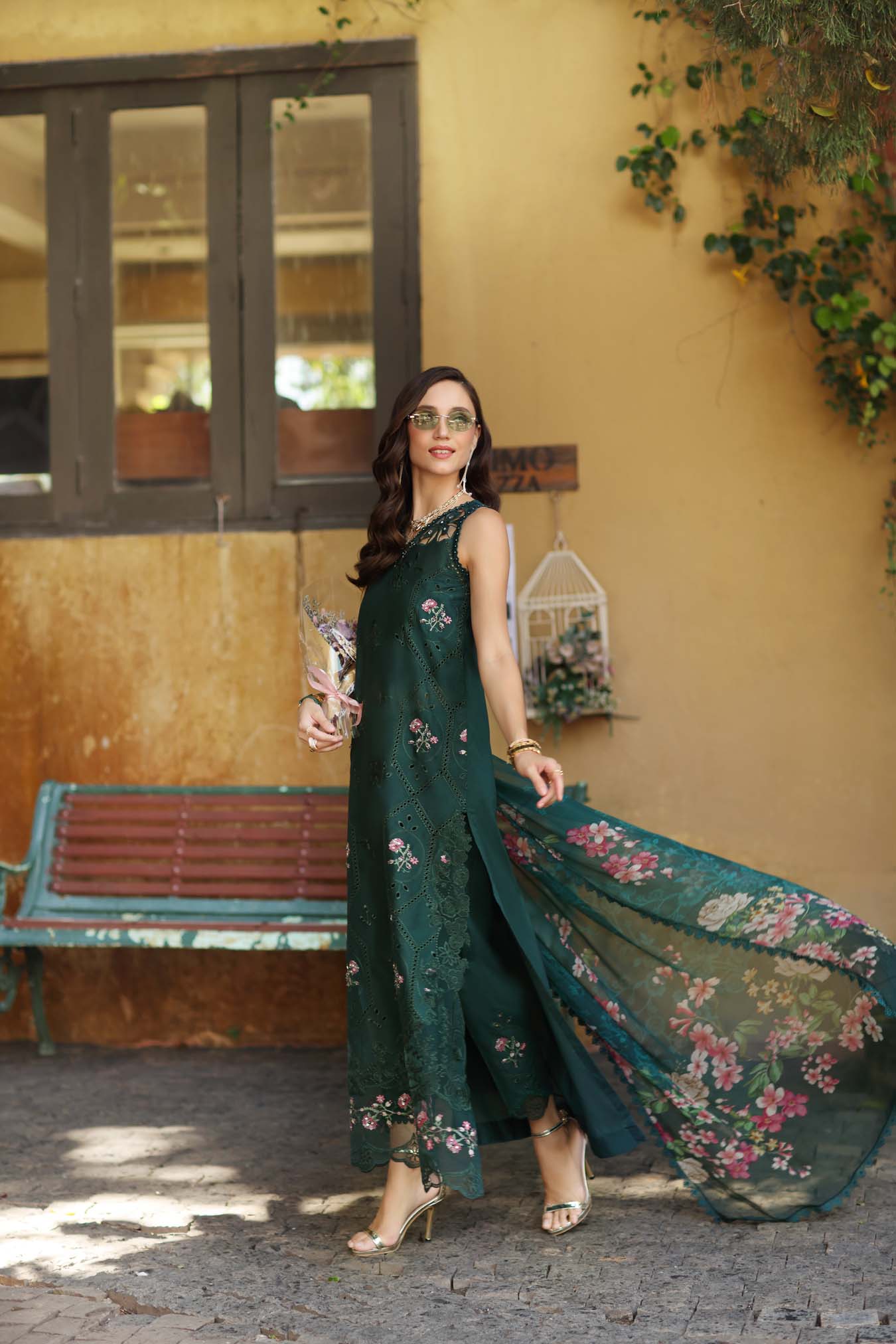 Noor by Saadia Asad | Luxury Eid Schiffli Laserkari 26 | D11 - Emerald Jewel