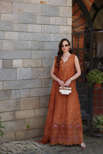 Noor by Saadia Asad | Luxury Eid Schiffli Laserkari 26 | D6 -Amber Rustique