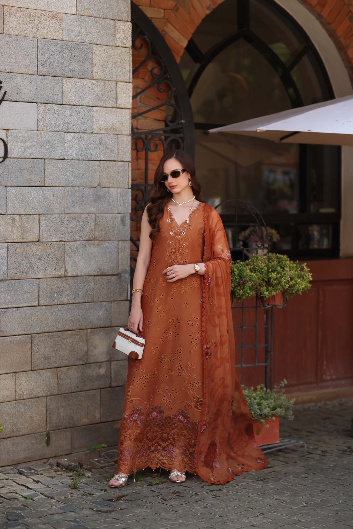 Noor by Saadia Asad | Luxury Eid Schiffli Laserkari 26 | D6 -Amber Rustique