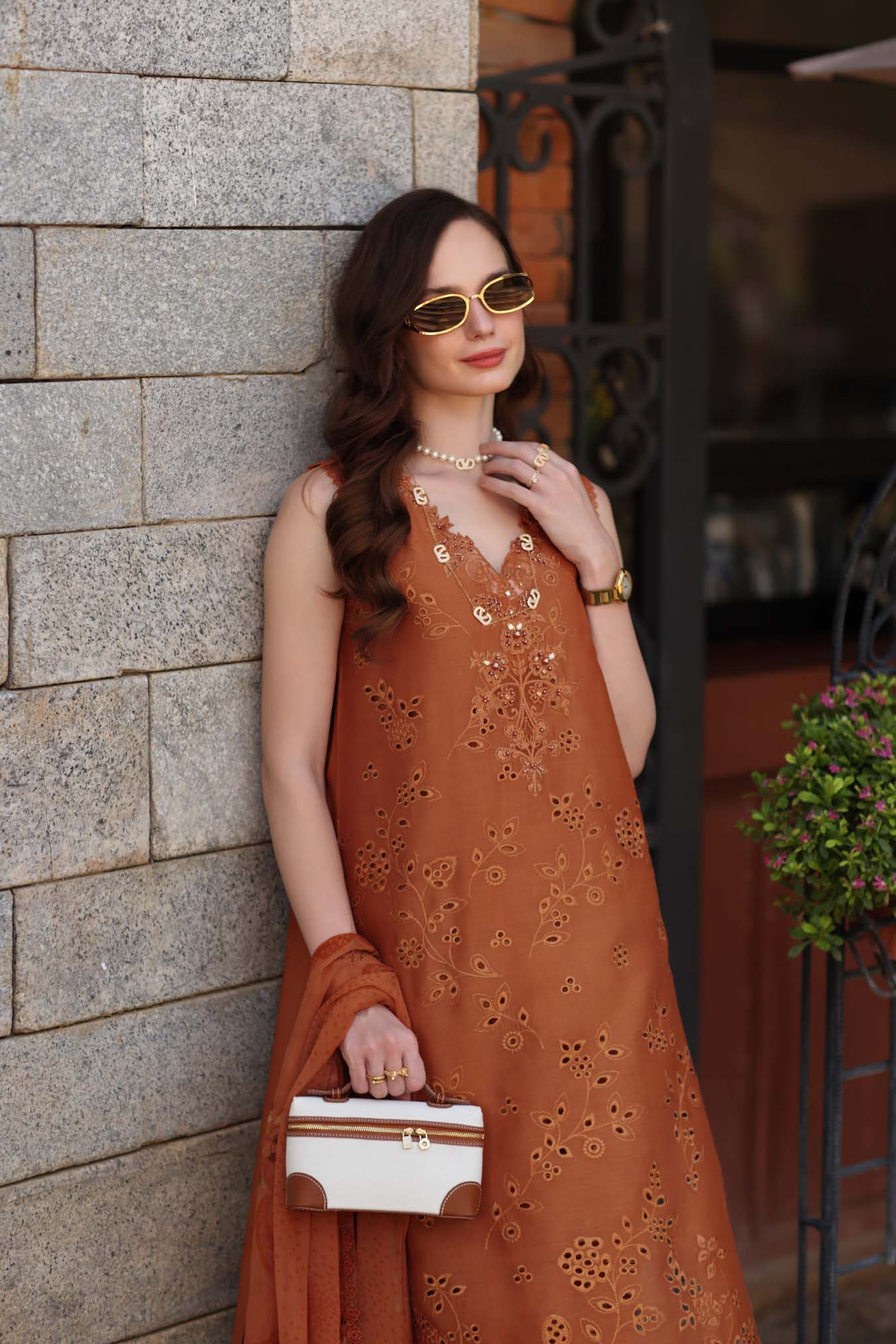 Noor by Saadia Asad | Luxury Eid Schiffli Laserkari 26 | D6 -Amber Rustique