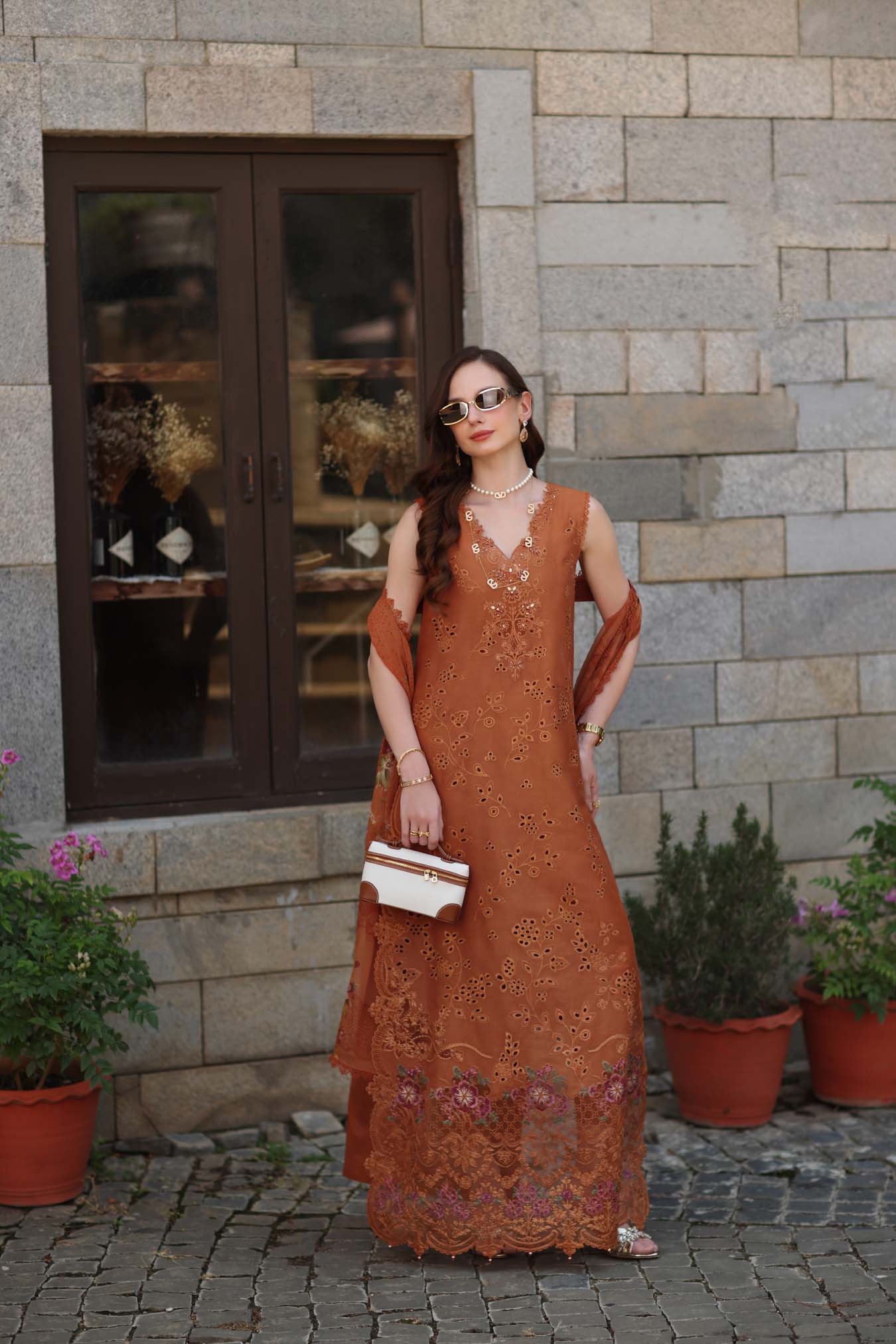 Noor by Saadia Asad | Luxury Eid Schiffli Laserkari 26 | D6 -Amber Rustique