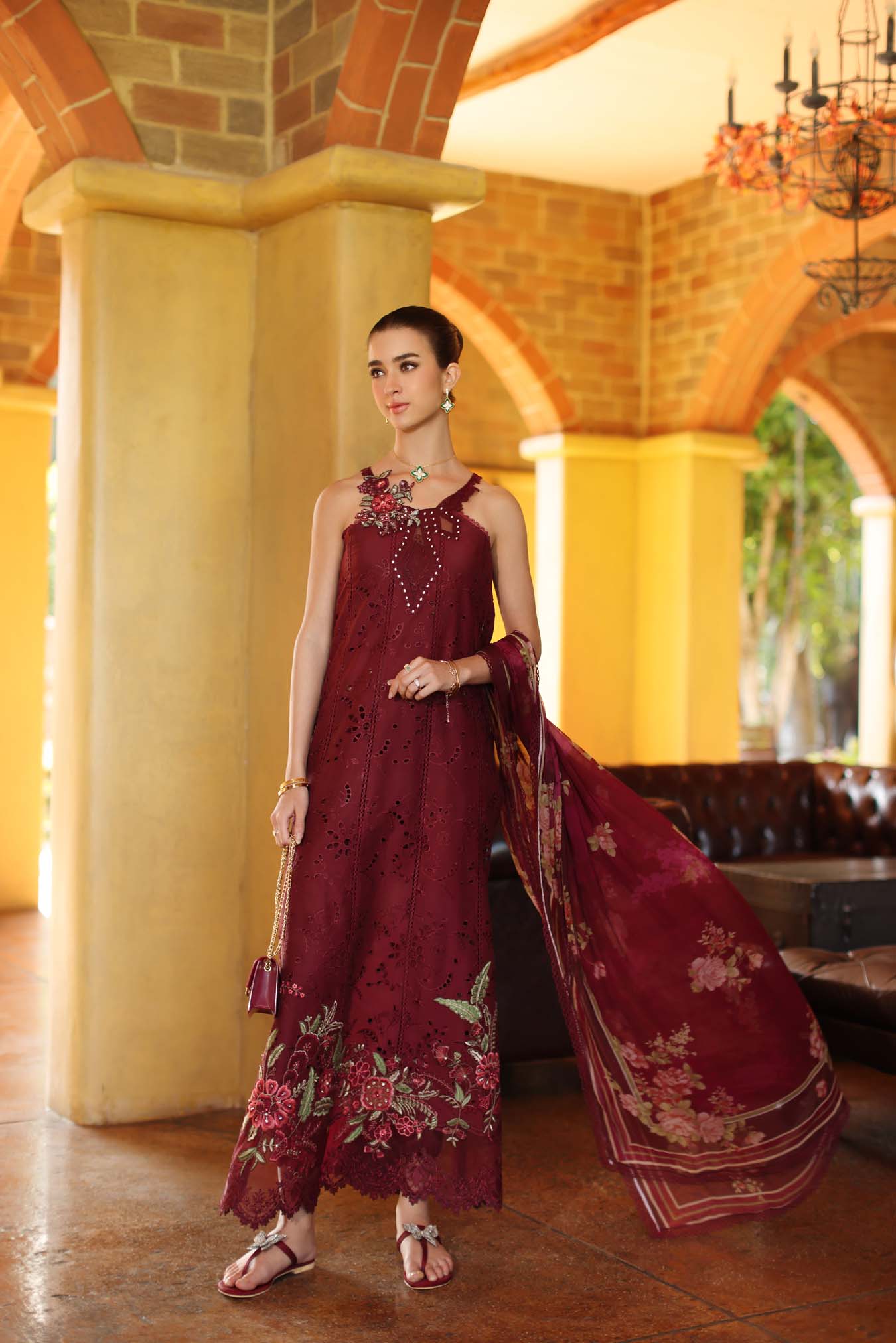 Saadia Asad | Luxury Eid Schiffli Laserkari 26 | D10 - A - Roselle
