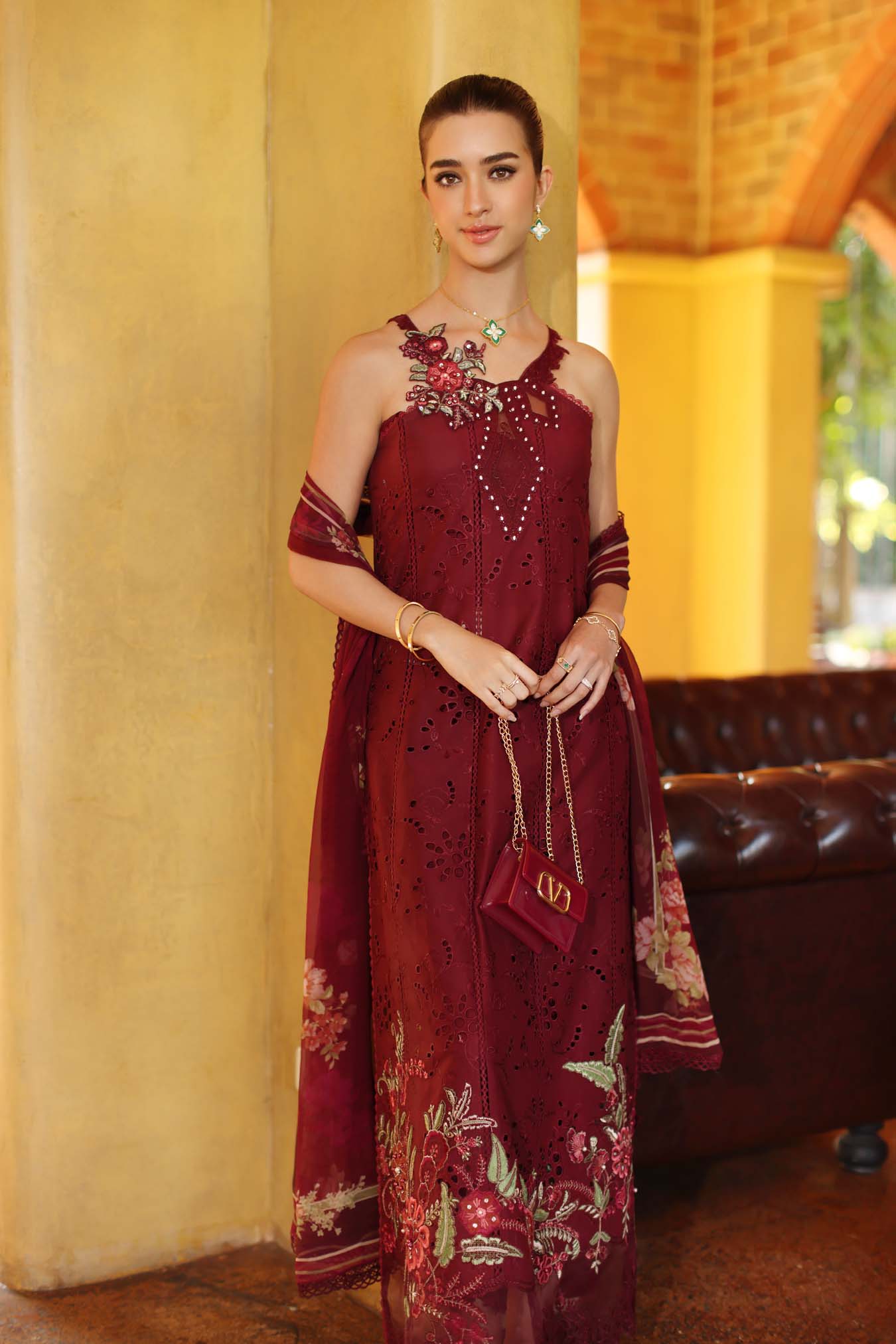 Saadia Asad | Luxury Eid Schiffli Laserkari 26 | D10 - A - Roselle