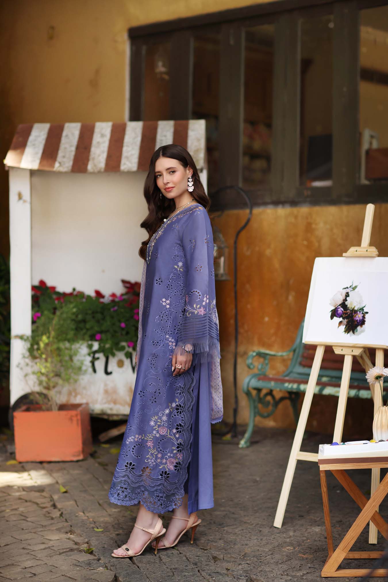 Noor by Saadia Asad | Luxury Eid Schiffli Laserkari 26 | D9 -Tropical indigo