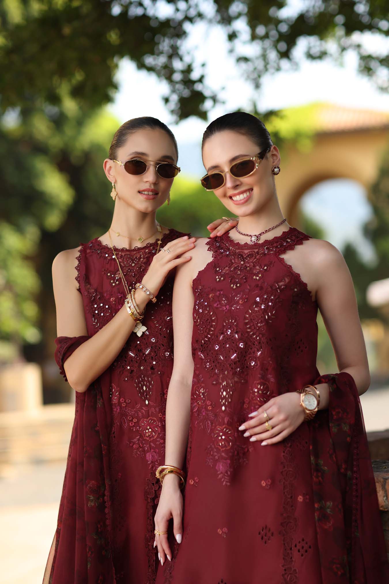 Noor by Saadia Asad | Luxury Eid Schiffli Laserkari 26 | D12 -Amalfi Rouge