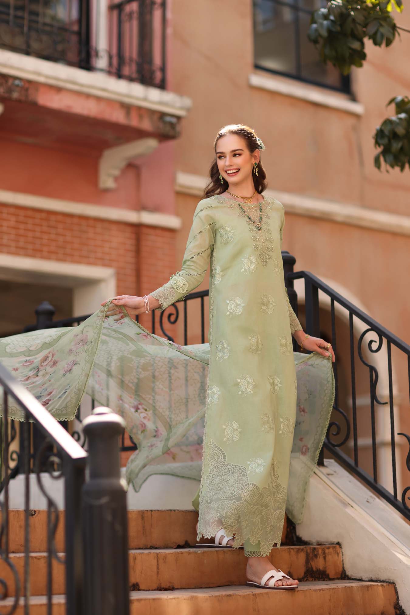 Noor by Saadia Asad | Eid Luxe Printkhaas 26 | D2 - A - Opal Mint
