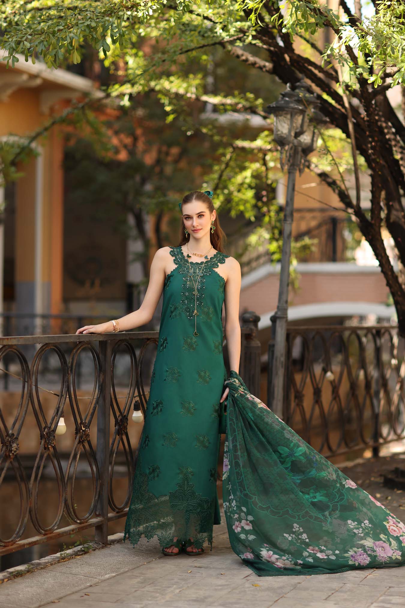 Noor by Saadia Asad | Eid Luxe Printkhaas 26 | D2 - B - Sage Green
