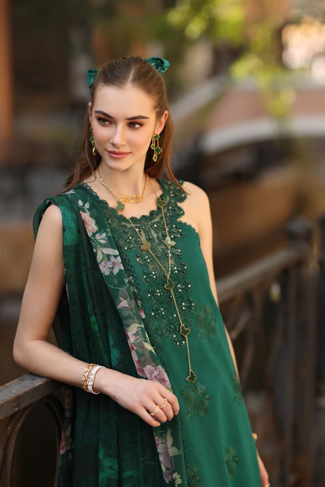 Noor by Saadia Asad | Eid Luxe Printkhaas 26 | D2 - B - Sage Green