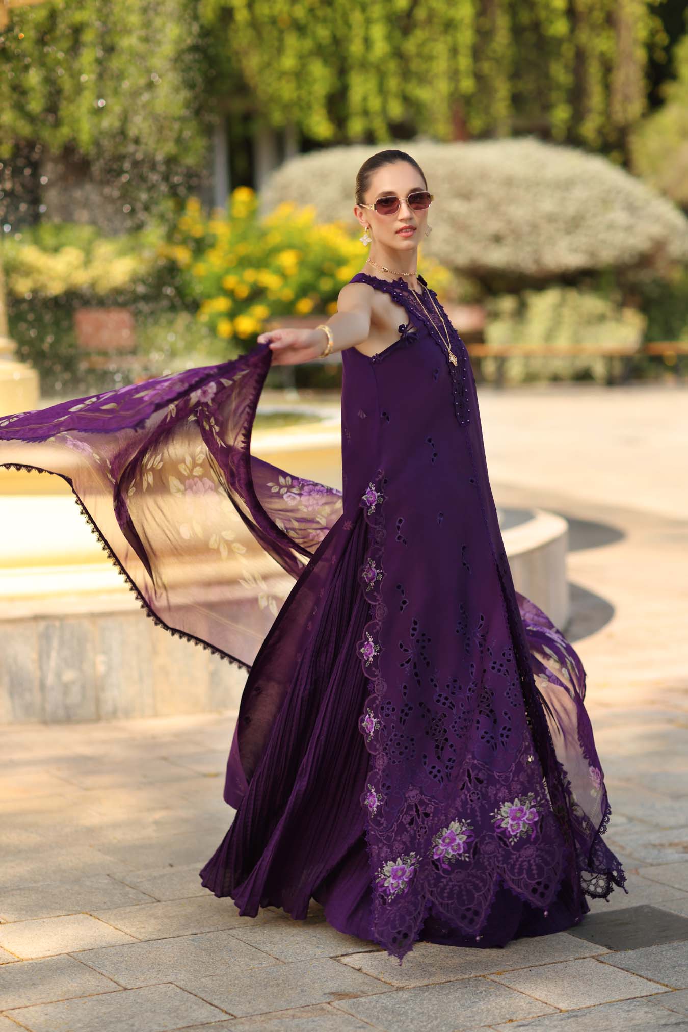 Noor by Saadia Asad | Luxury Eid Schiffli Laserkari 26 | D2 -Amalfi Amethyst