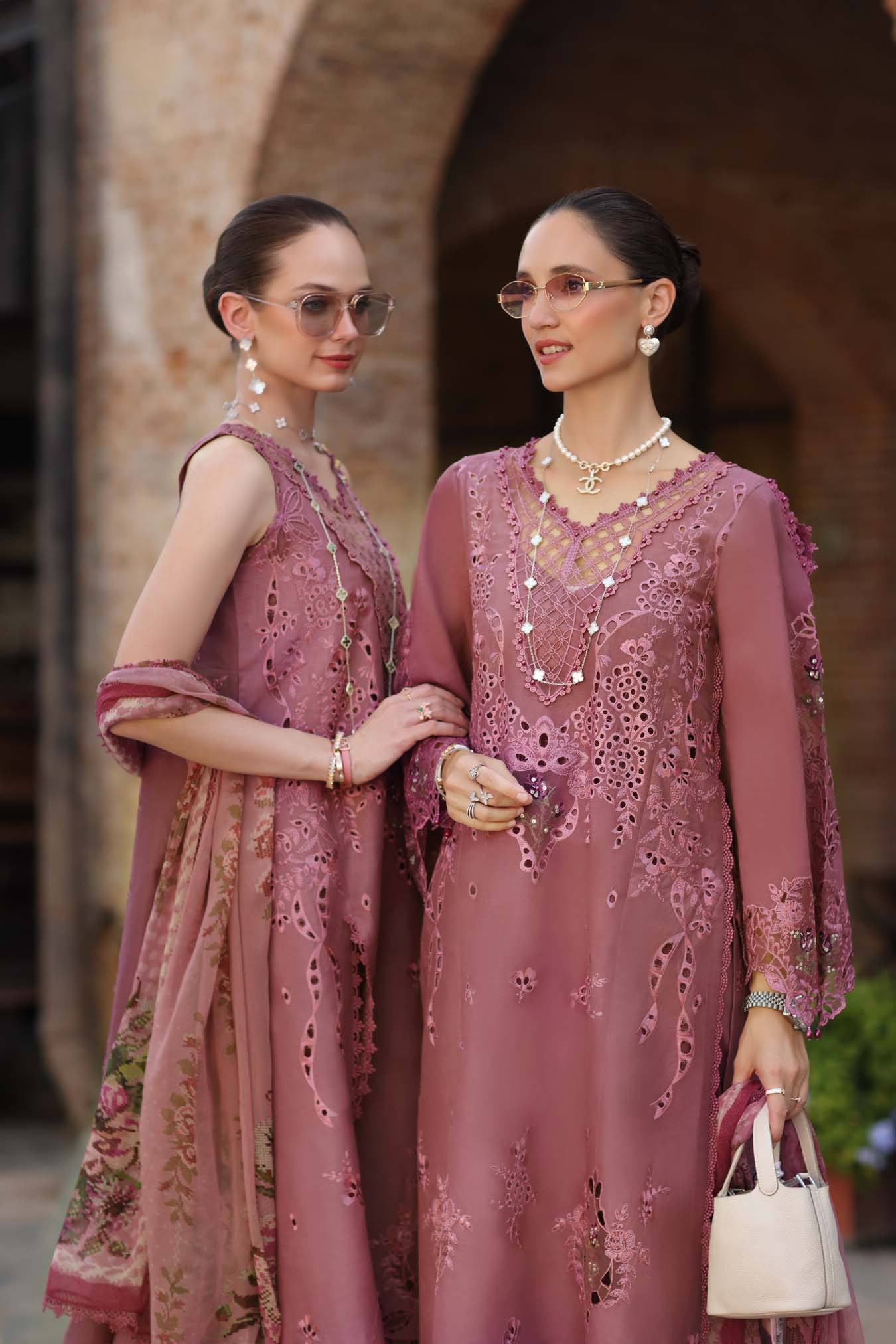 Noor by Saadia Asad | Luxury Eid Schiffli Laserkari 26 | D1 -Rosé Allure