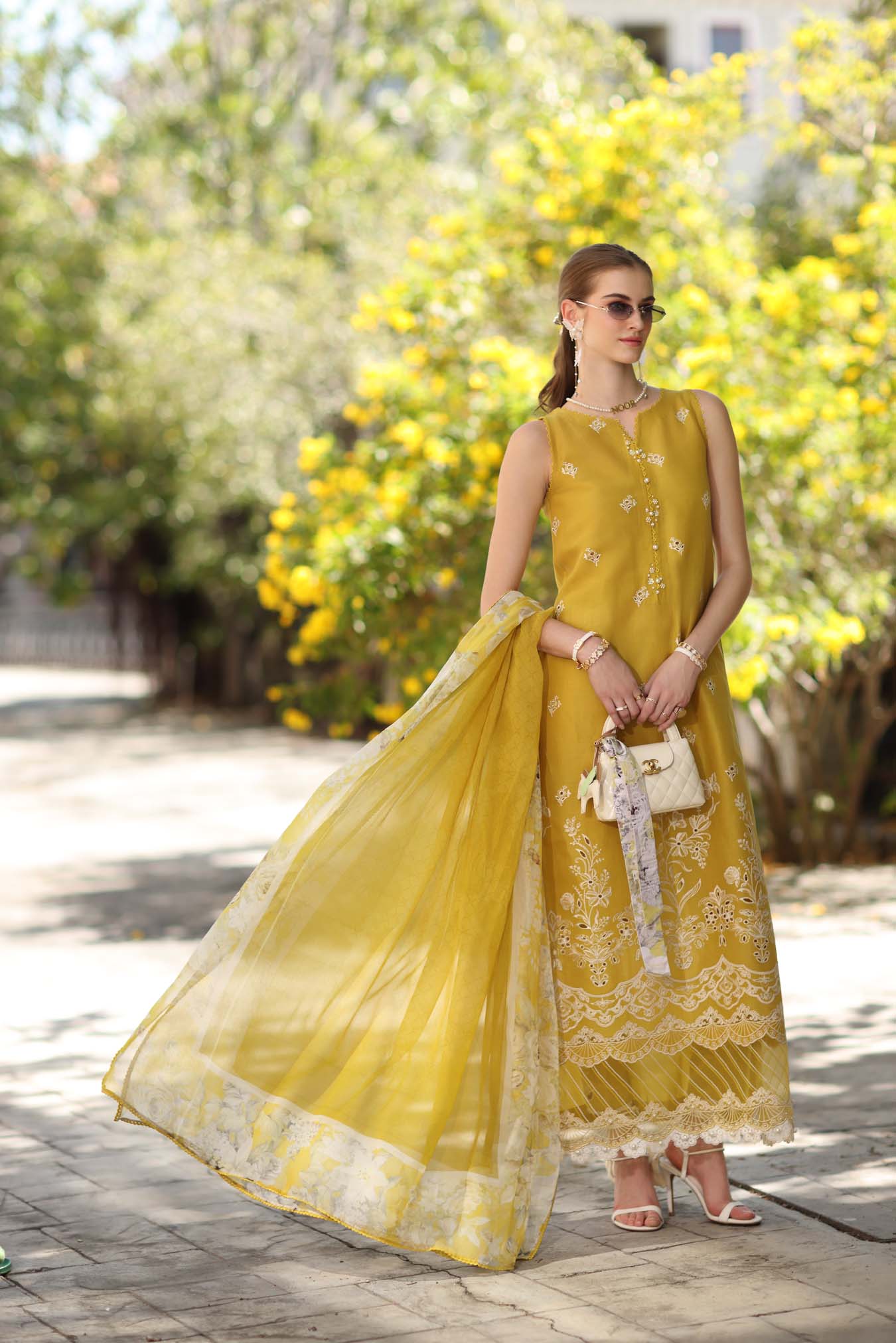 Noor by Saadia Asad | Eid Luxe Printkhaas 26 | D1 - B - Mango Yellow