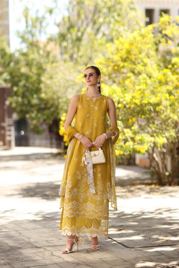 Noor by Saadia Asad | Eid Luxe Printkhaas 26 | D1 - B - Mango Yellow