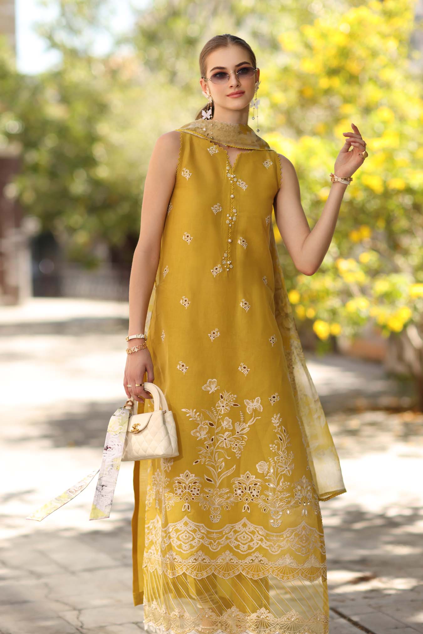 Noor by Saadia Asad | Eid Luxe Printkhaas 26 | D1 - B - Mango Yellow