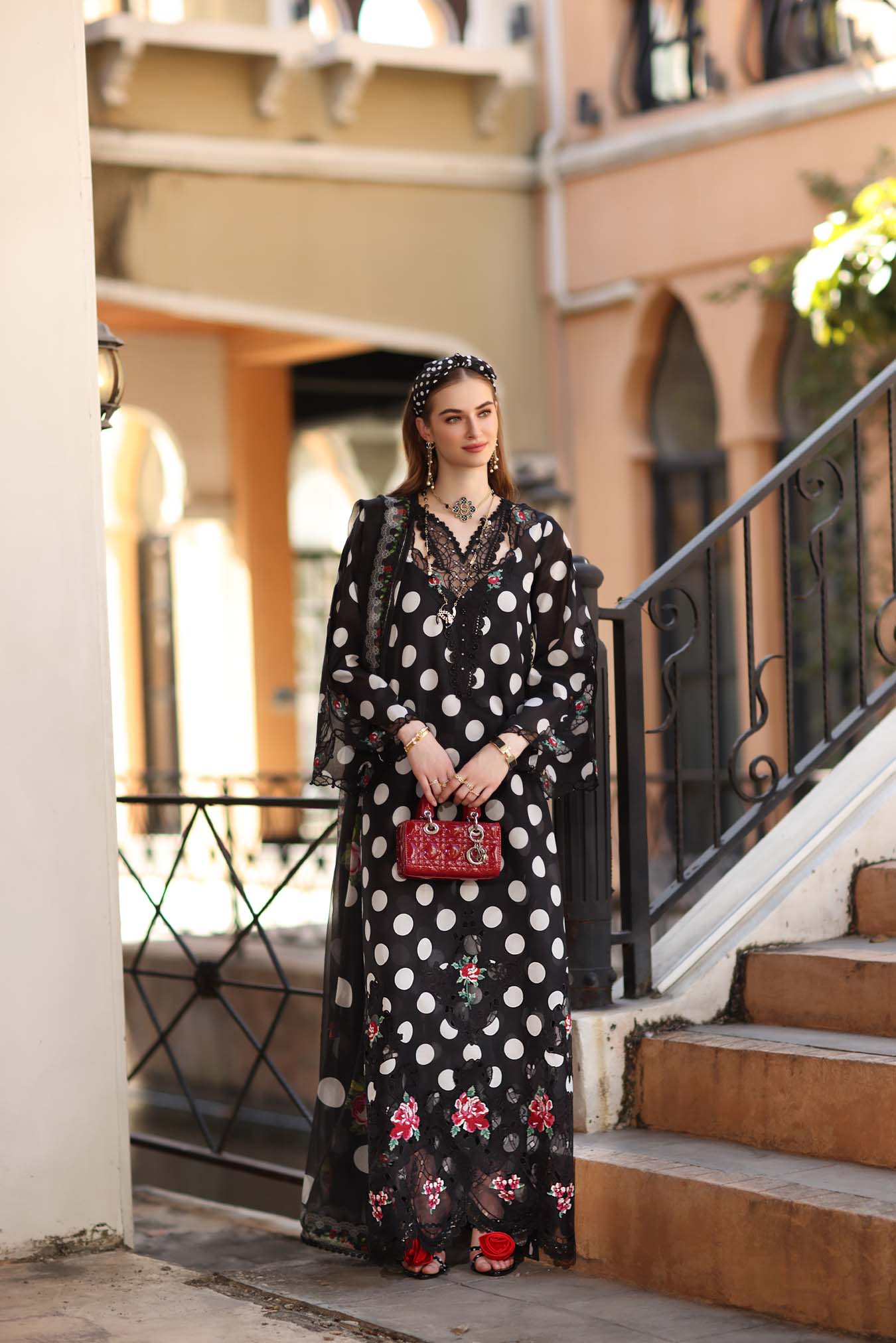 Noor by Saadia Asad | Eid Luxe Printkhaas 26 | D4 - A - Black Polka