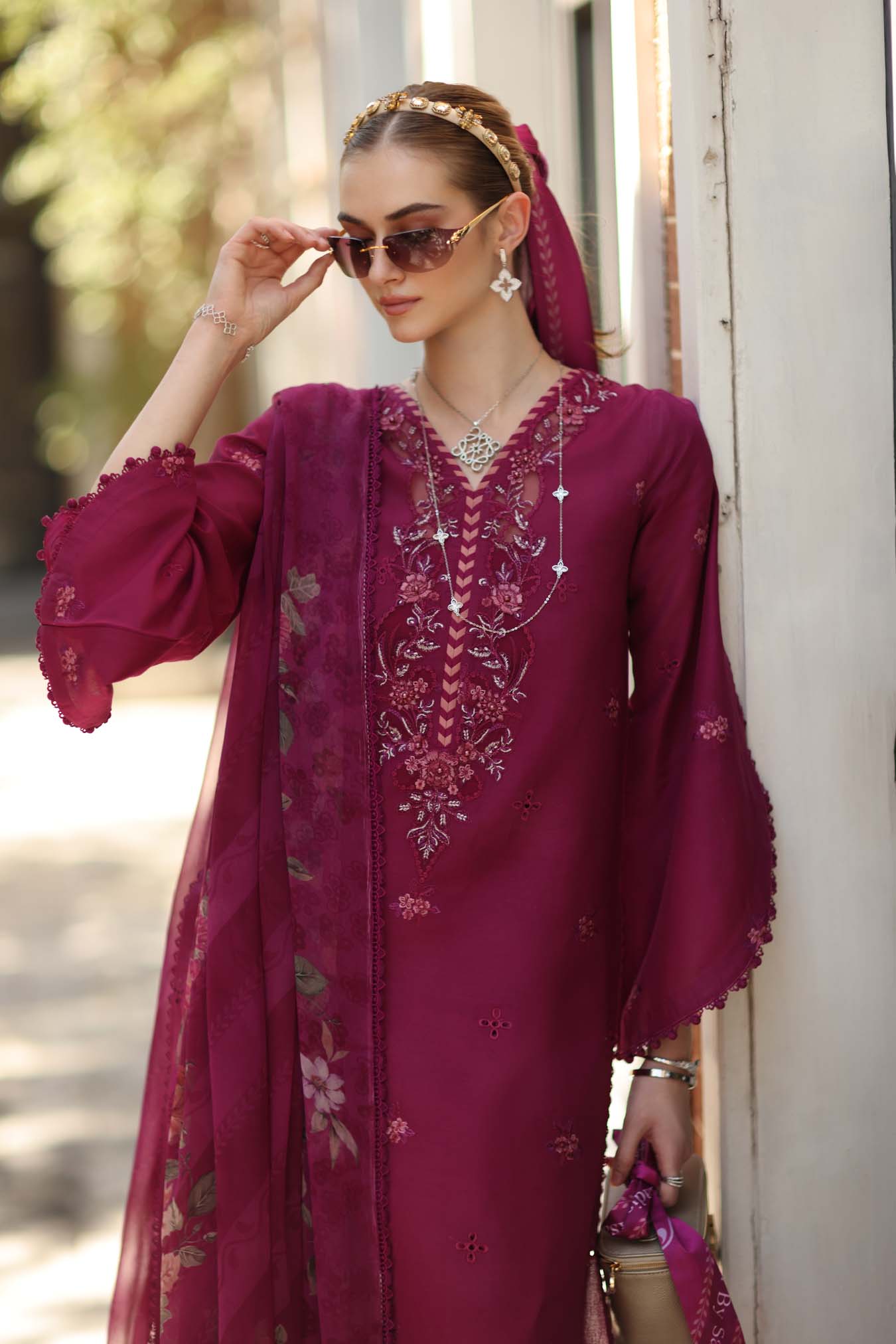 Noor by Saadia Asad | Eid Luxe Printkhaas 26 | D3 - A - Fushia Blush