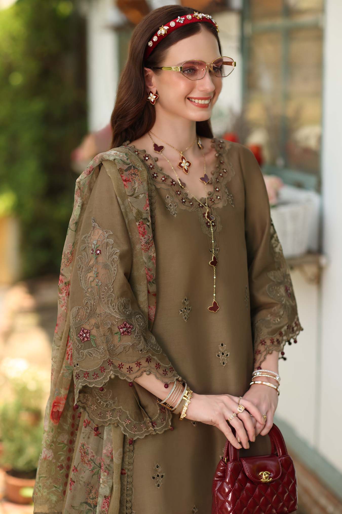 Noor by Saadia Asad | Noor Eid Printskhas 26 |D8 – Mocha Sienna