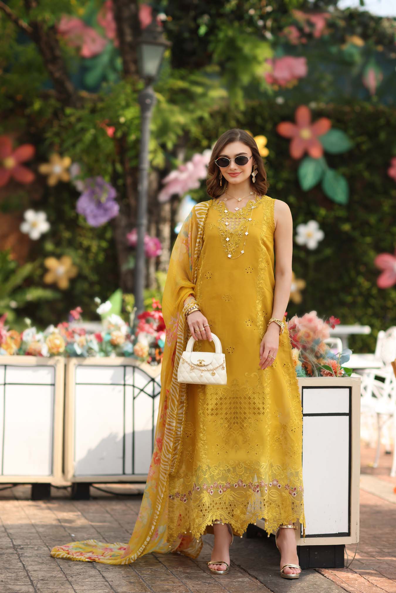 Noor by Saadia Asad | Eid Luxe Chikankari 26 | D10 - Amber Yellow