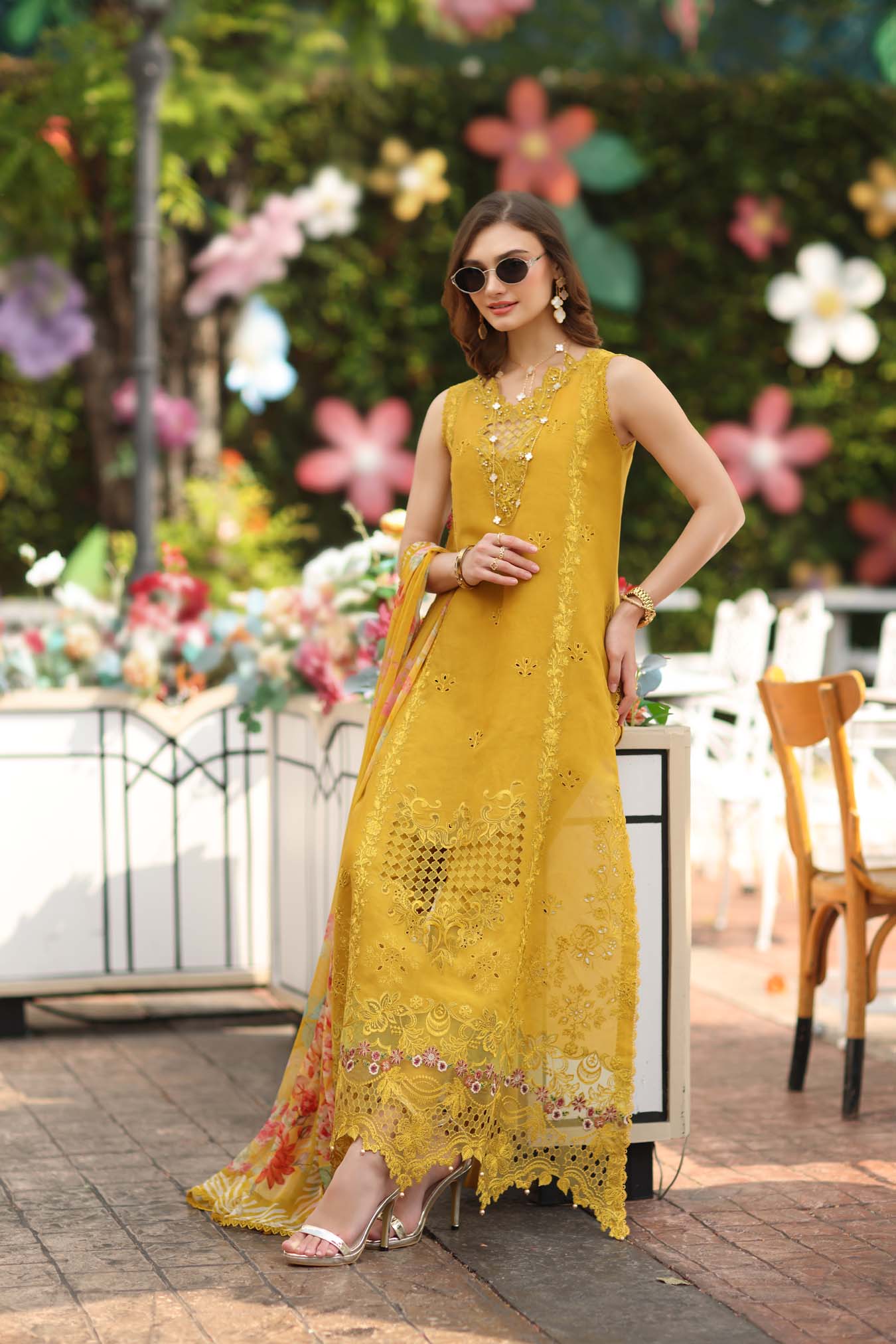 Noor by Saadia Asad | Eid Luxe Chikankari 26 | D10 - Amber Yellow