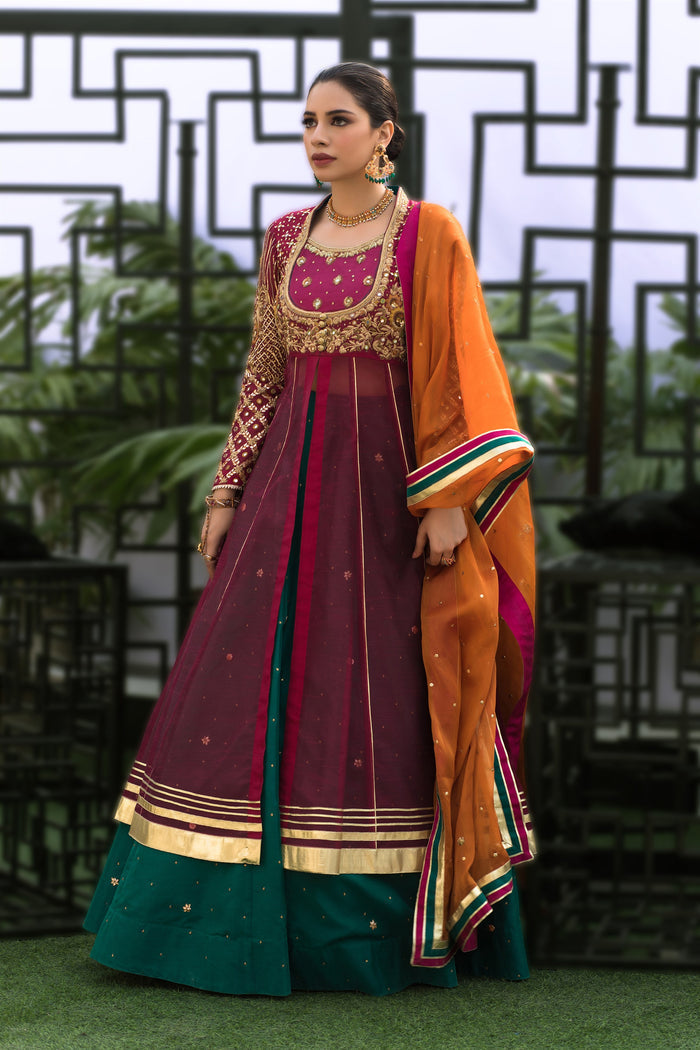 Wahaj M.Khan | Nureh Wedding Formals | Magenta Anarkali